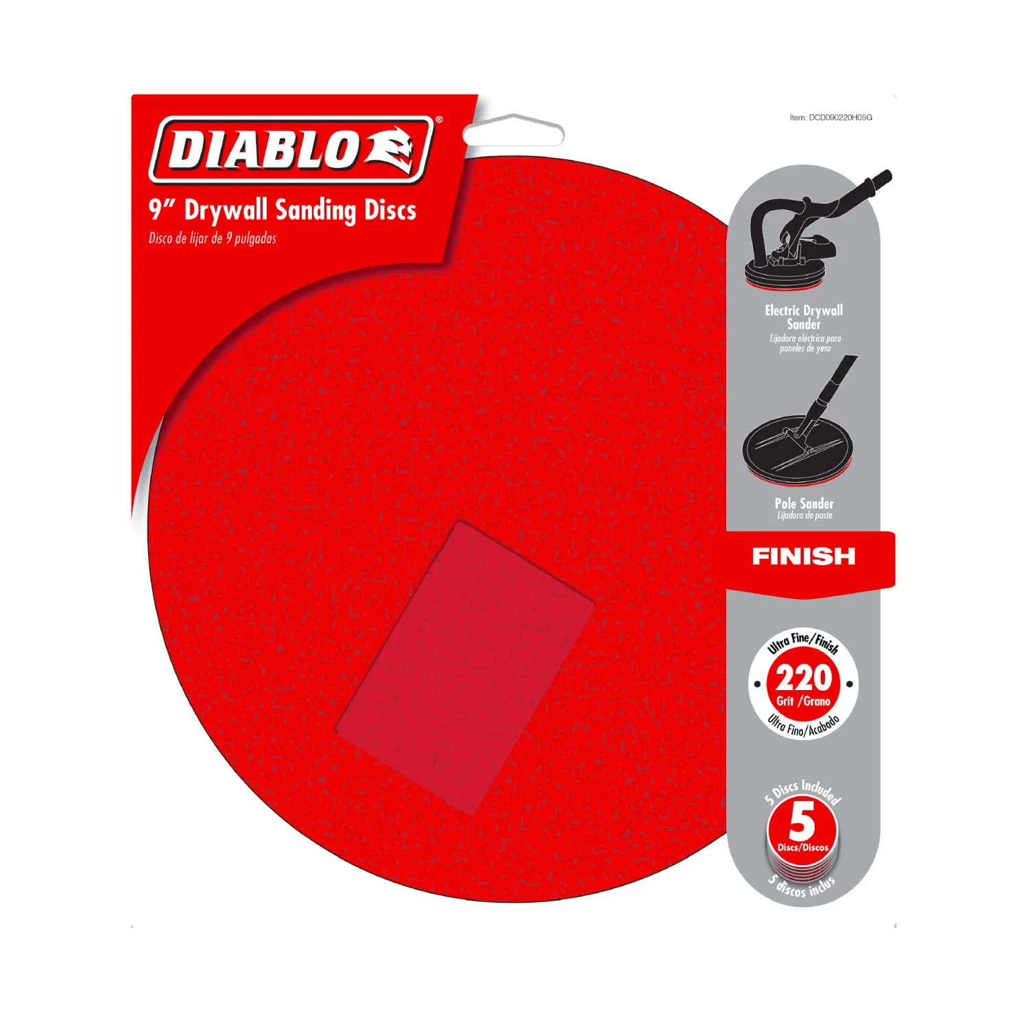 Diablo DCD090220H05G 9 in. 220 Grit Hook & Lock ROS Sanding Discs for Drywall (5-Pack) - Image 2
