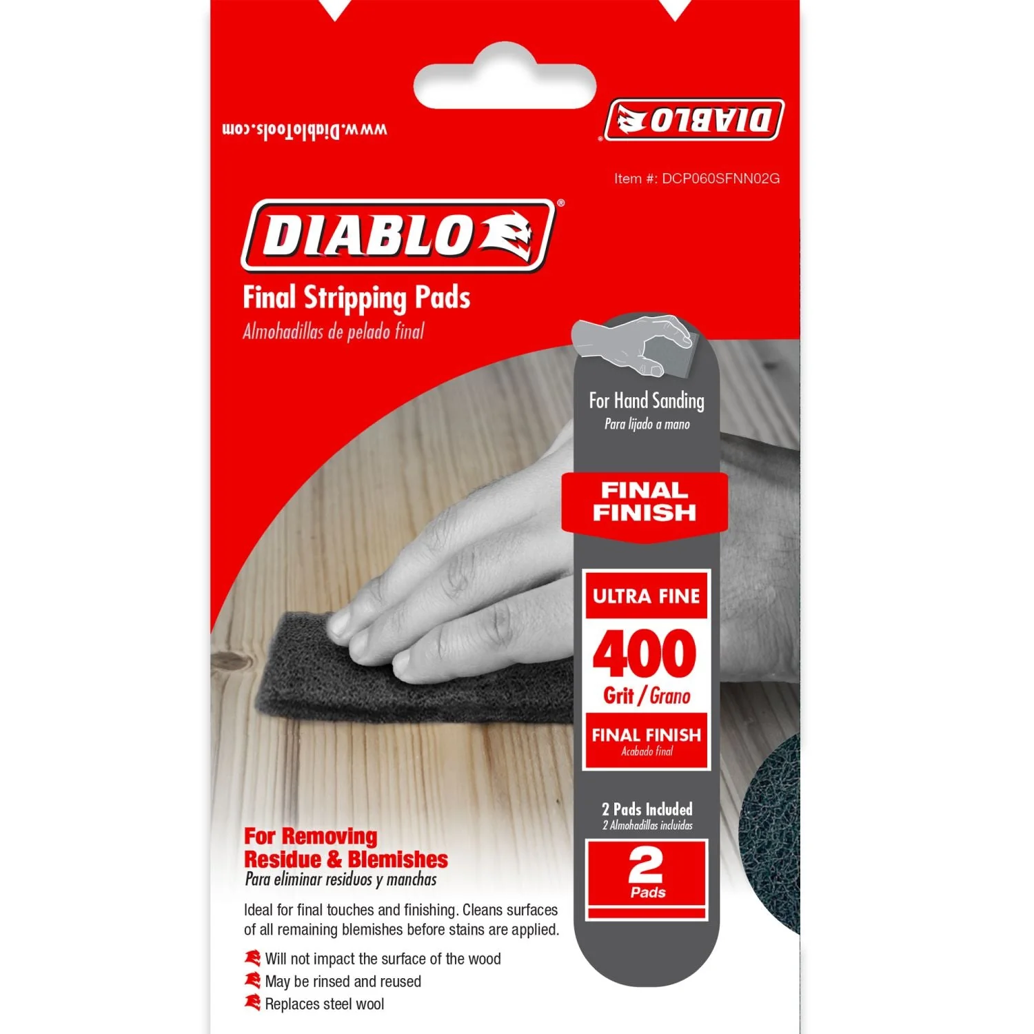 Diablo DCP060SFNN02G 400-Grit (Ultra Fine) Final Stripping Pads, 2-Pack - Image 1