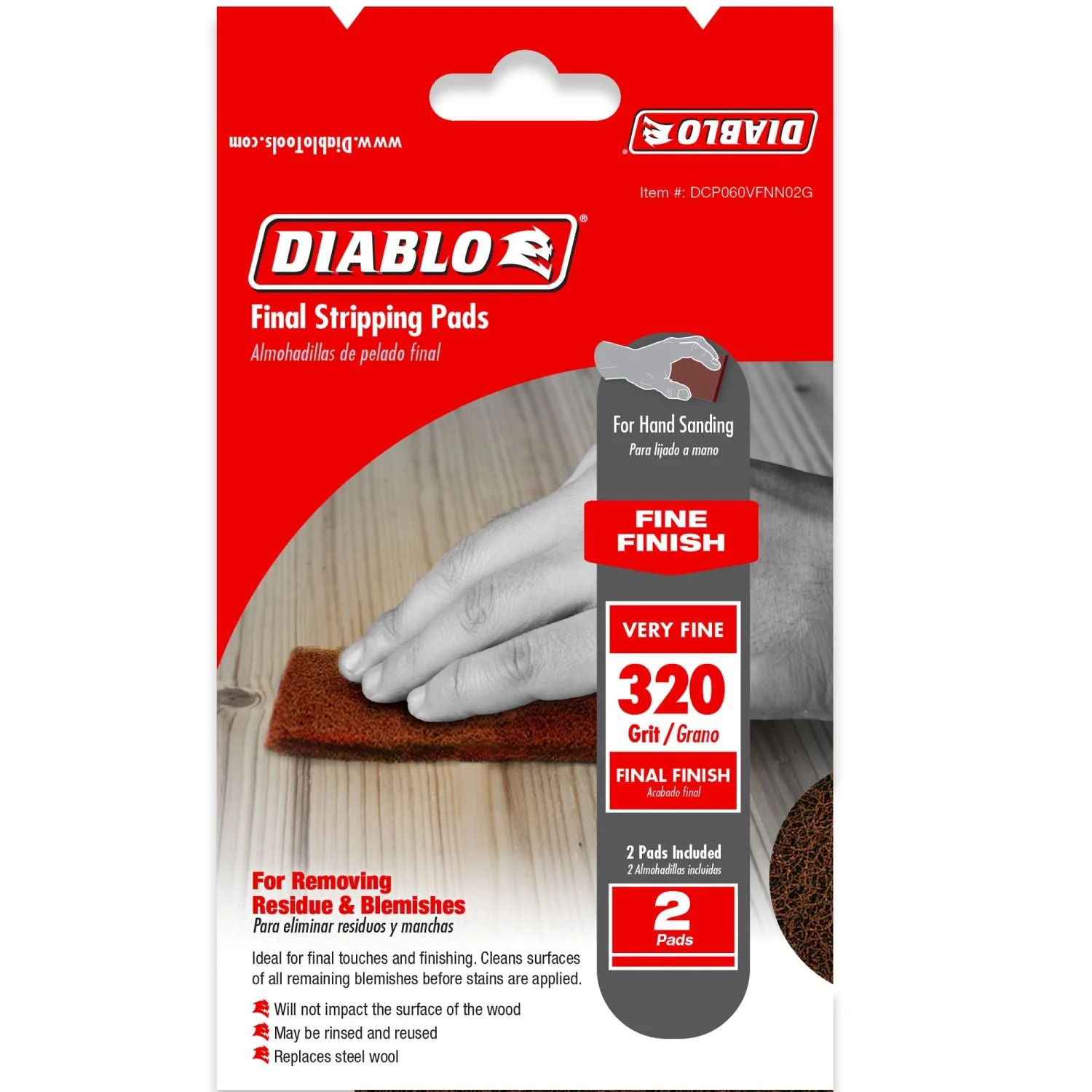 Diablo DCP060VFNN02G 320-Grit (Very Fine) Final Stripping Pads, 2-Pack - Image 1