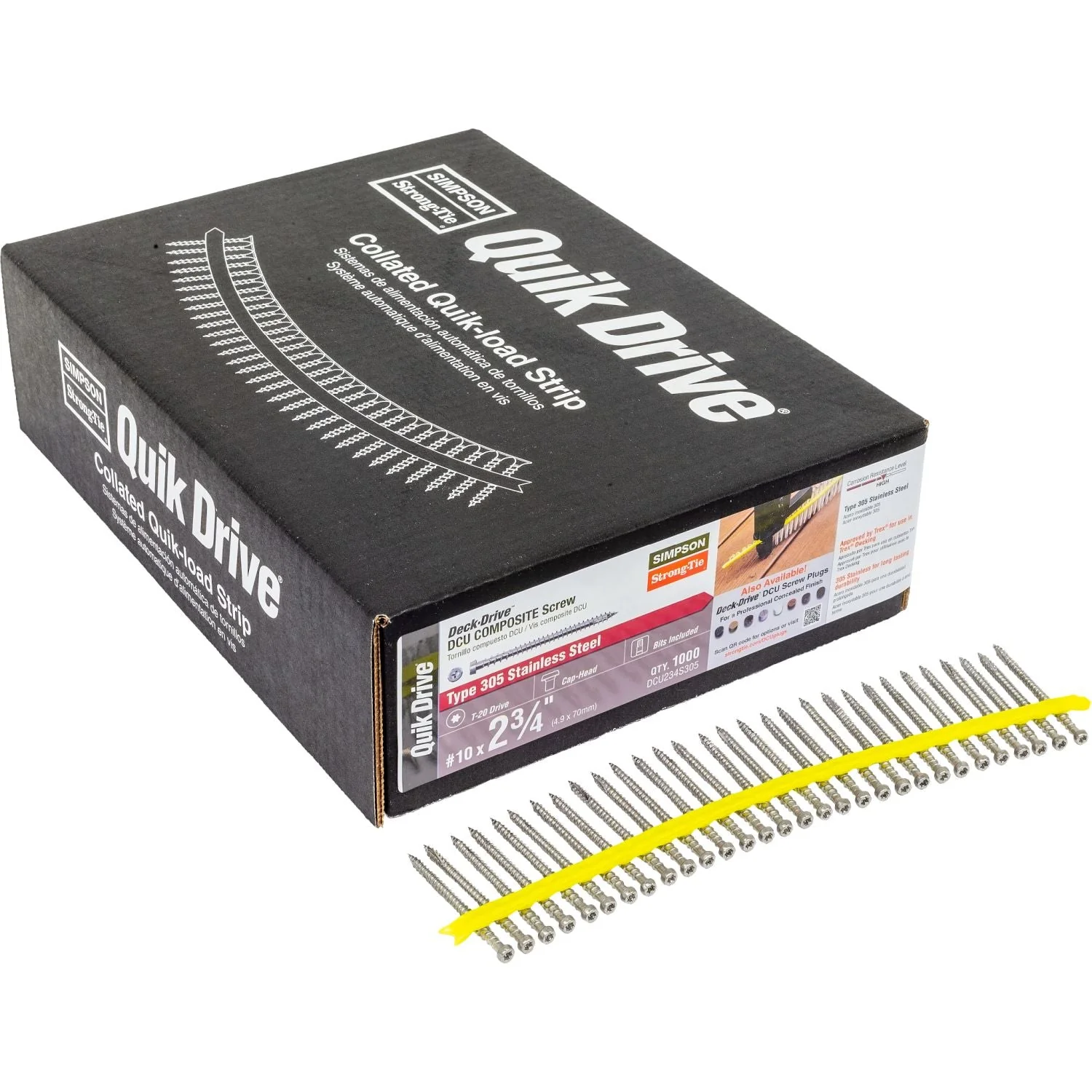 Simpson Strong-Tie DCU234S305 Deck-Drive DCU COMPOSITE Screw (Collated),  #10 x 2-3/4-in. Type 305, 1000-Pack - Image 2