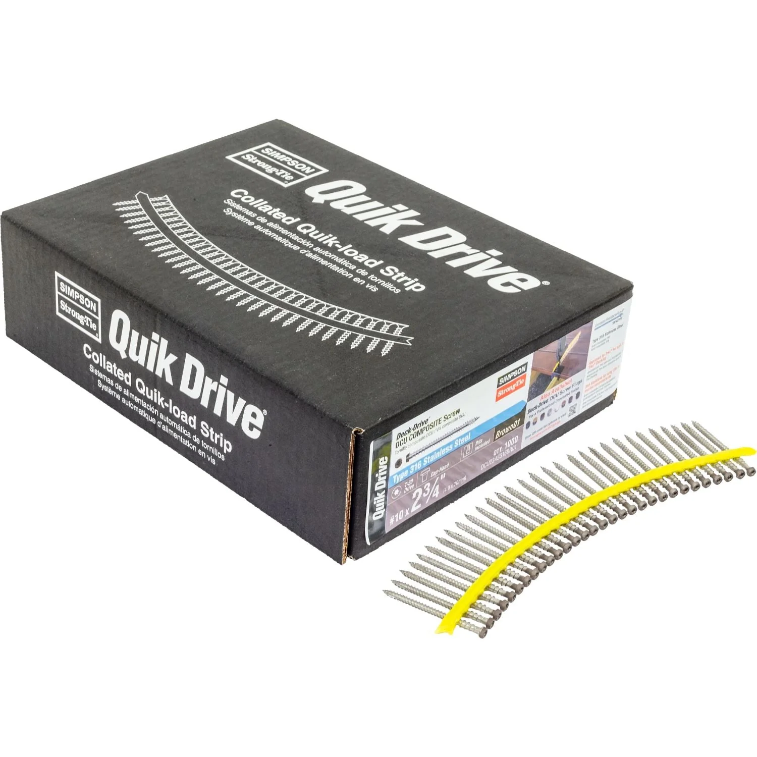 Simpson Strong-Tie DCU234S316BR01 Deck-Drive DCU COMPOSITE Screw (Collated),  #10 x 2-3/4-in. Type 316, Brown 01, 1000-Pack - Image 2