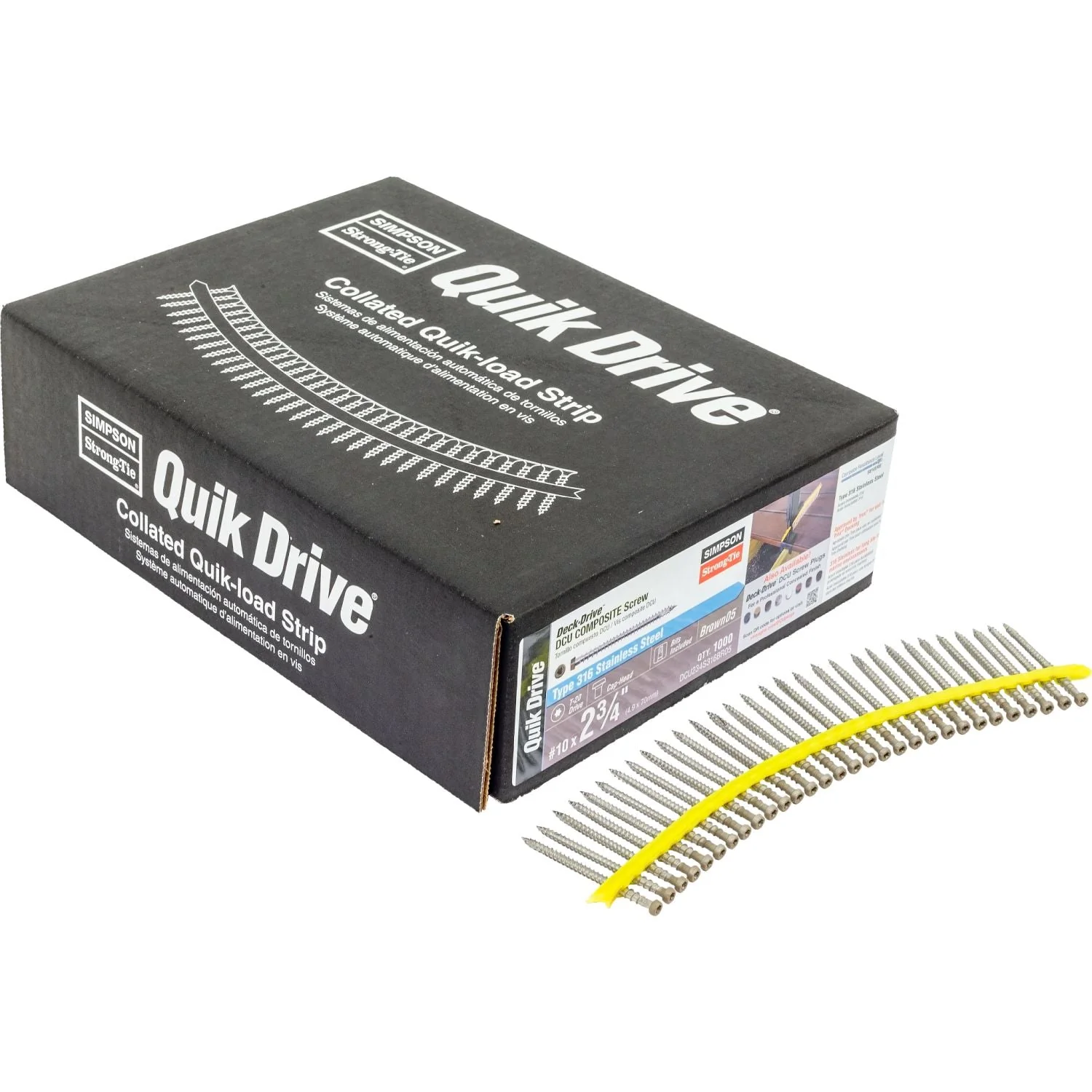 Simpson Strong-Tie DCU234S316BR05 Deck-Drive DCU COMPOSITE Screw (Collated),  #10 x 2-3/4-in. Type 316, Brown 05, 1000-Pack - Image 2