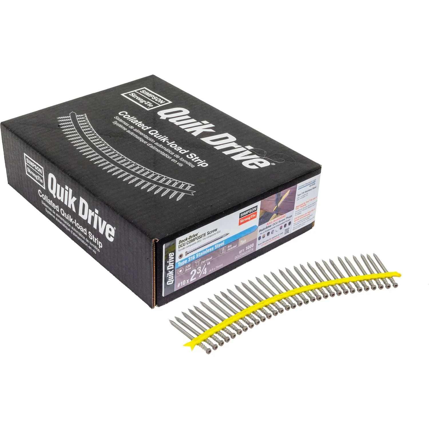 Simpson Strong-Tie DCU234S316TN Deck-Drive DCU COMPOSITE Screw (Collated),  #10 x 2-3/4-in. Type 316, Tan, 1000-Pack - Image 2