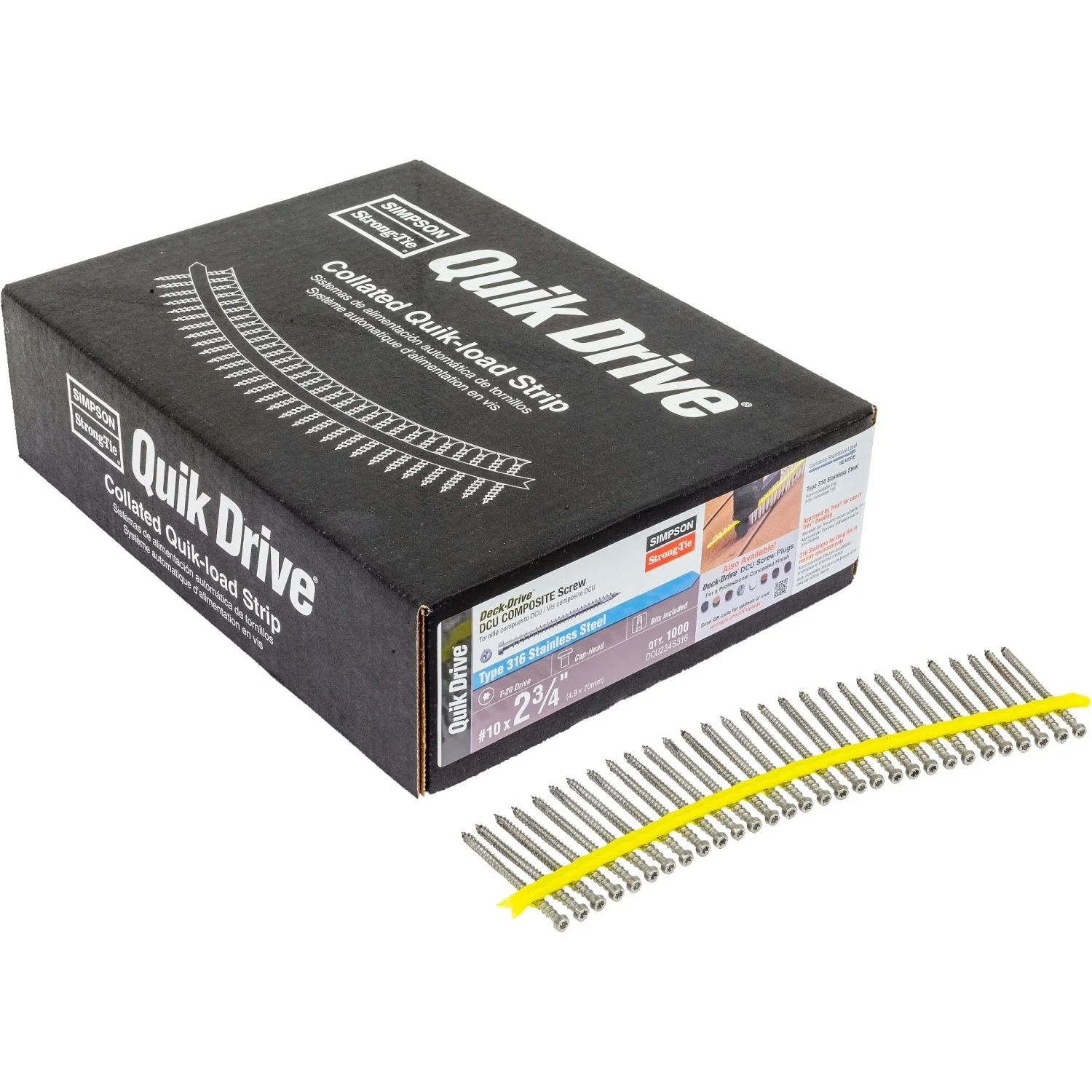 Simpson Strong-Tie DCU234S316 Deck-Drive DCU COMPOSITE Screw (Collated),  #10 x 2-3/4-in. Type 316, 1000-Pack - Image 2
