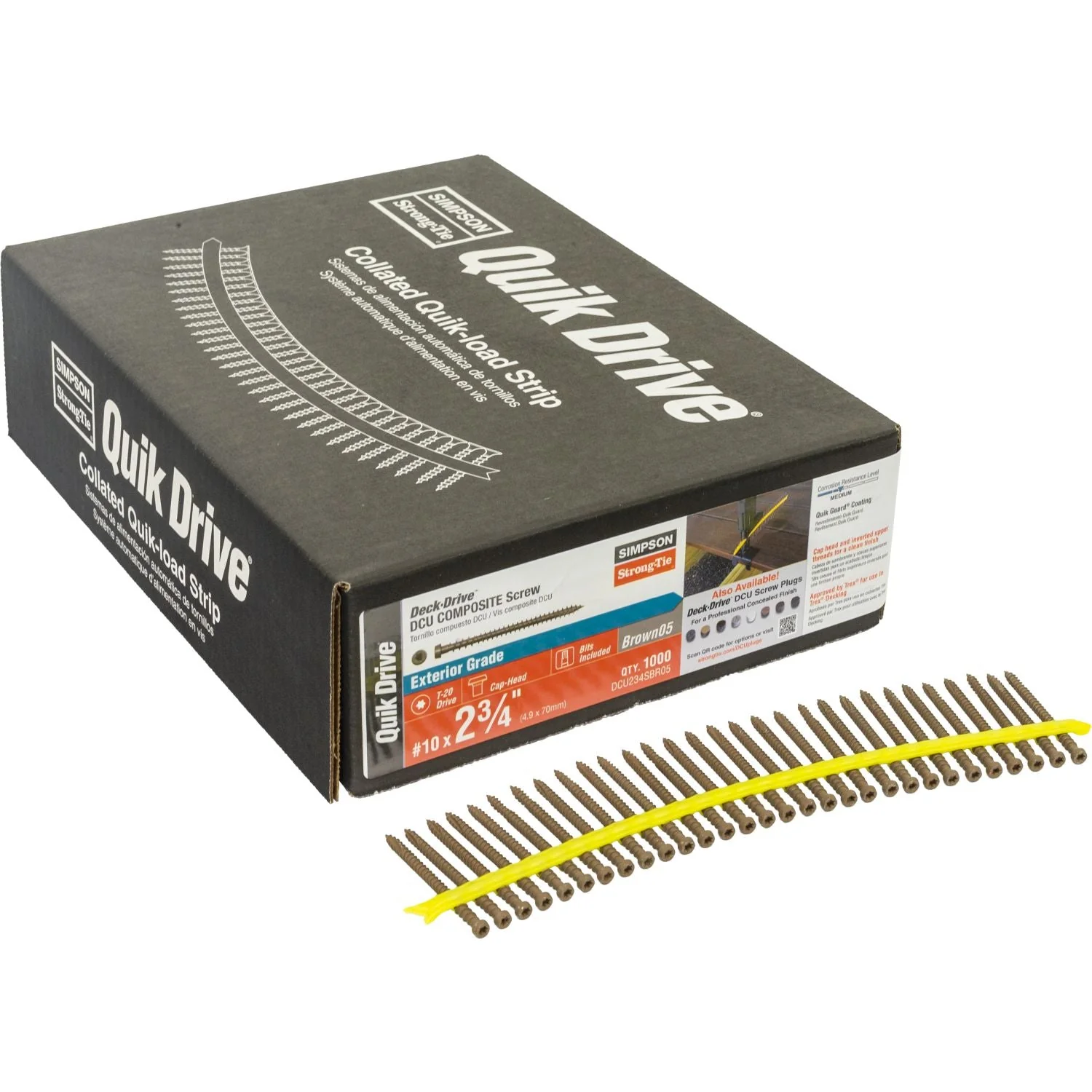 Simpson Strong-Tie DCU234SBR05 Deck-Drive DCU COMPOSITE Screw (Collated),  #10 x 2-3/4-in. Quik Guard Brown 05, 1000-Pack - Image 2