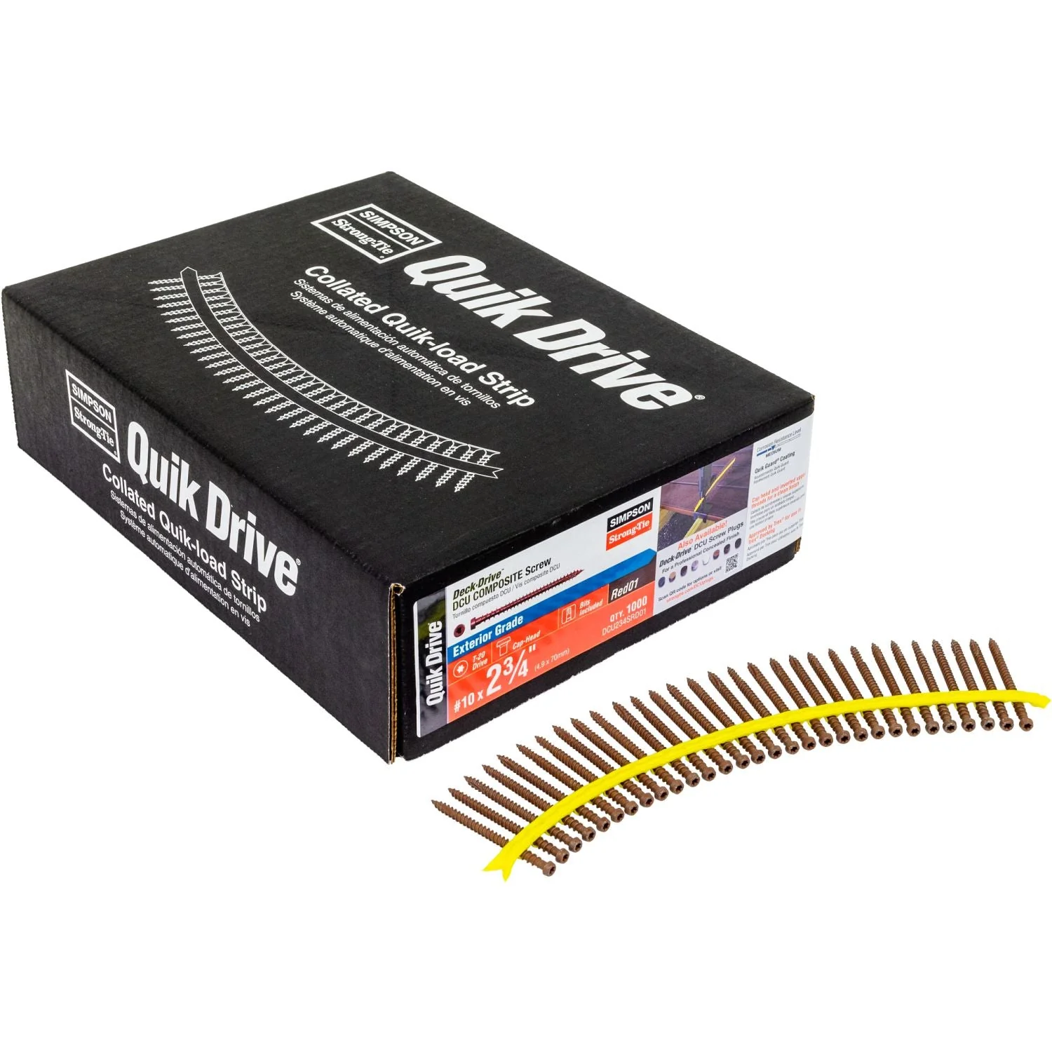 Simpson Strong-Tie DCU234SRD01 Deck-Drive DCU COMPOSITE Screw (Collated),  #10 x 2-3/4-in. Quik Guard Red 01, 1000-Pack - Image 2