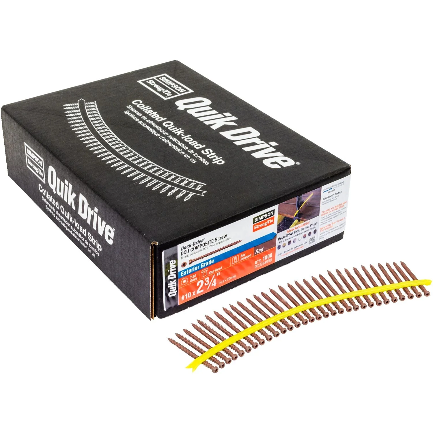 Simpson Strong-Tie DCU234SRD Deck-Drive DCU COMPOSITE Screw (Collated),  #10 x 2-3/4-in. Quik Guard Red, 1000-Pack - Image 2
