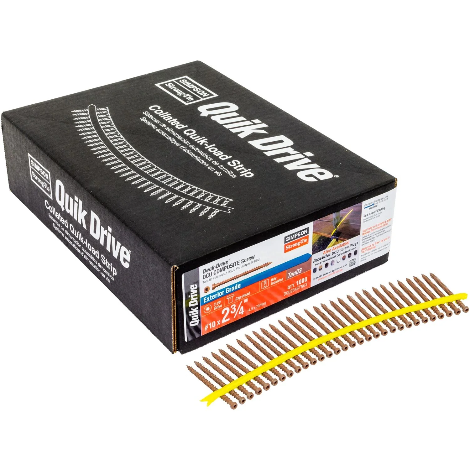 Simpson Strong-Tie DCU234STN03 Deck-Drive DCU COMPOSITE Screw (Collated),  #10 x 2-3/4-in. Quik Guard Tan 03, 1000-Pack - Image 2