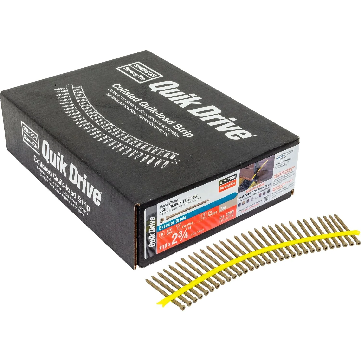 Simpson Strong-Tie Deck-Drive DCU COMPOSITE Screw, Collated), #10 x 2-3/4-in. Quik Guard Tan, 1000-Pack (DCU234STN) - Image 2