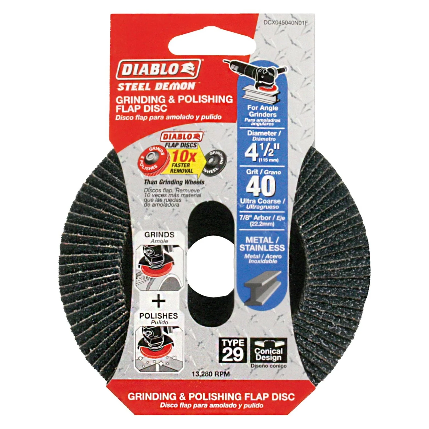 Diablo DCX045040N01F 4-1/2″ Steel Demon Flap, 40 Grit, 1-Pack