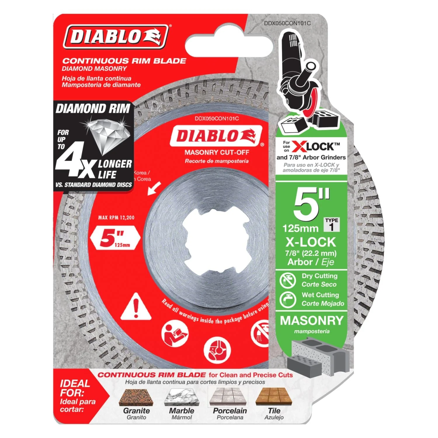 Diablo DDX050CON101C 5 Inch Diamond Continuous Masonry Cut-Off with X-LOCK arbor - Image 1