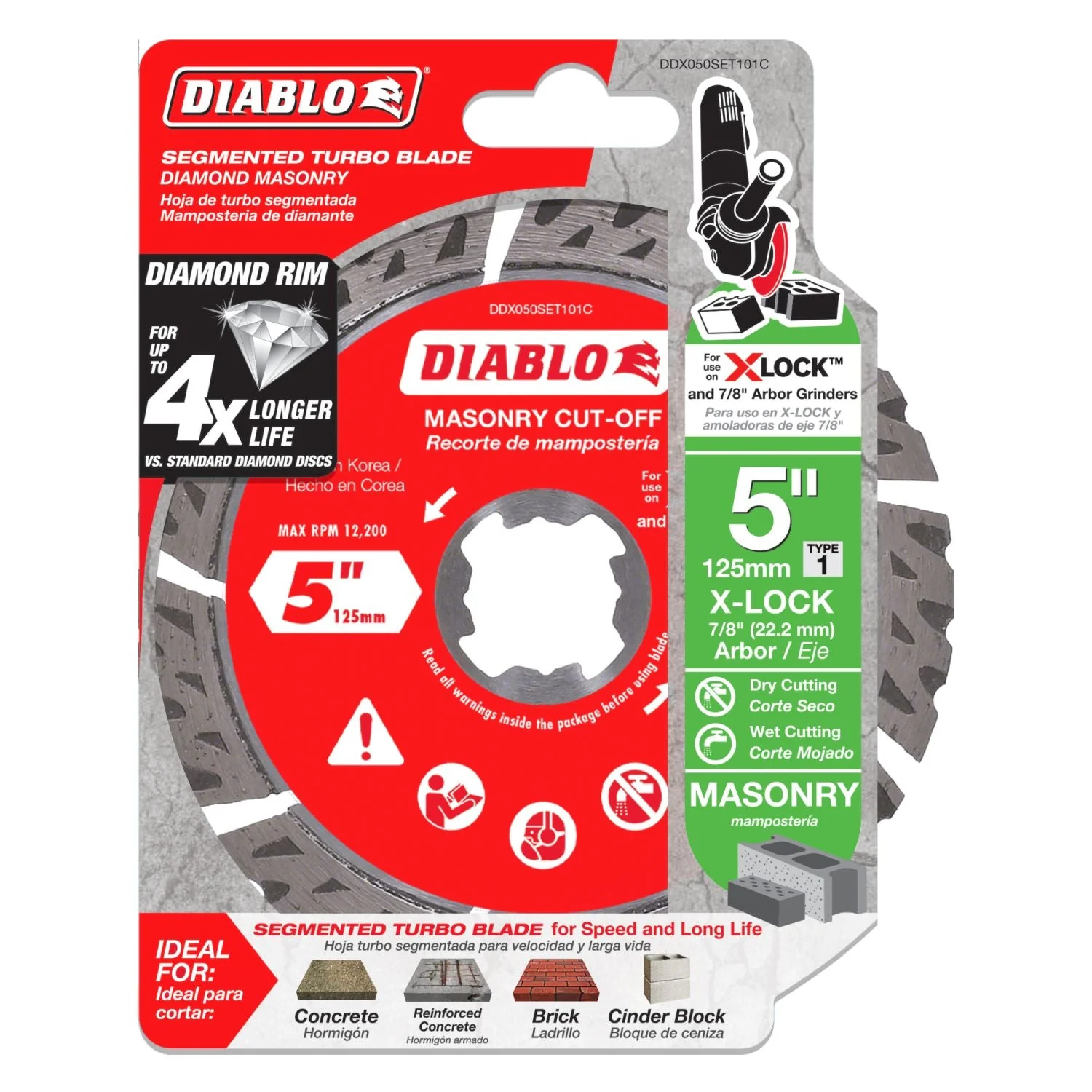 Diablo DDX050SET101C 5 Inch Diamond Segmented Turbo Masonry Cut-Off with X-LOCK arbor - Image 1