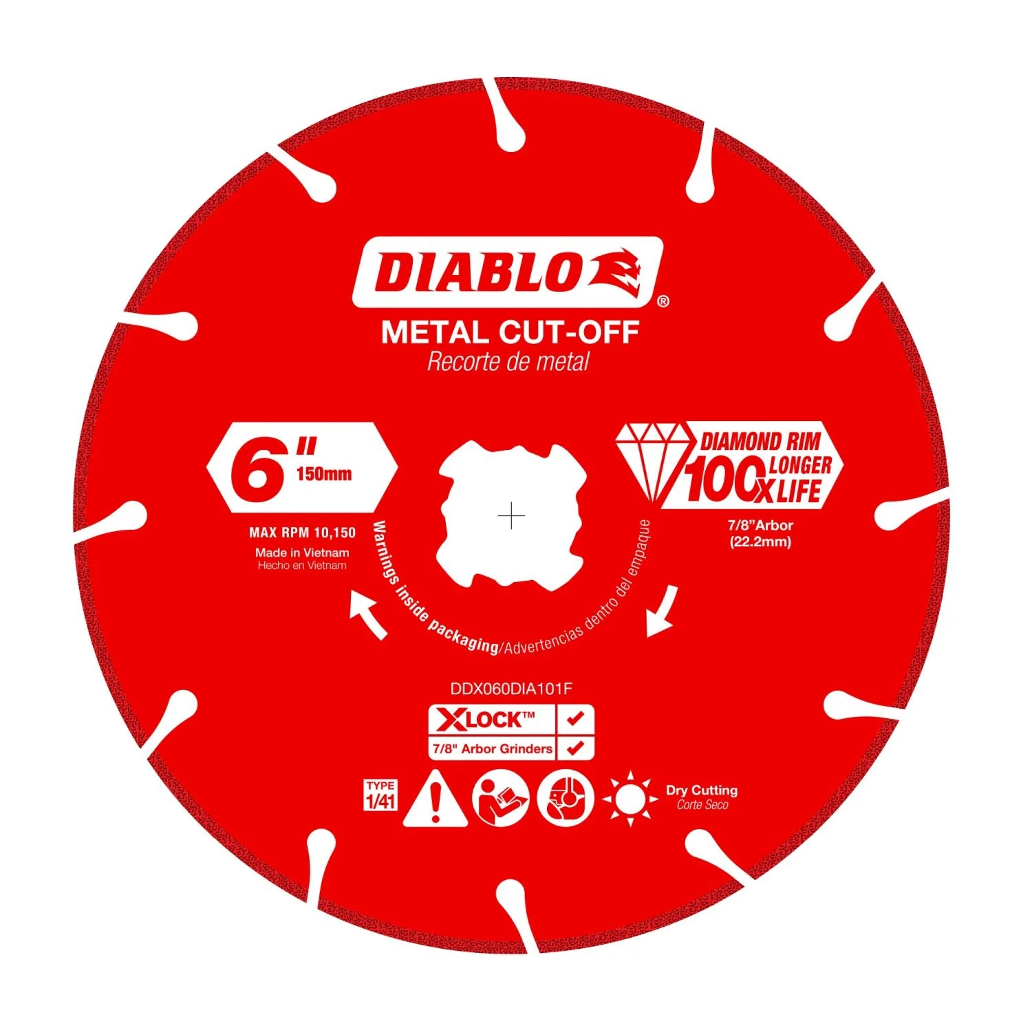 Diablo DDX060DIA101F 6 in. X-LOCK Diamond Rimmed Metal Cut-Off Disc - Image 1