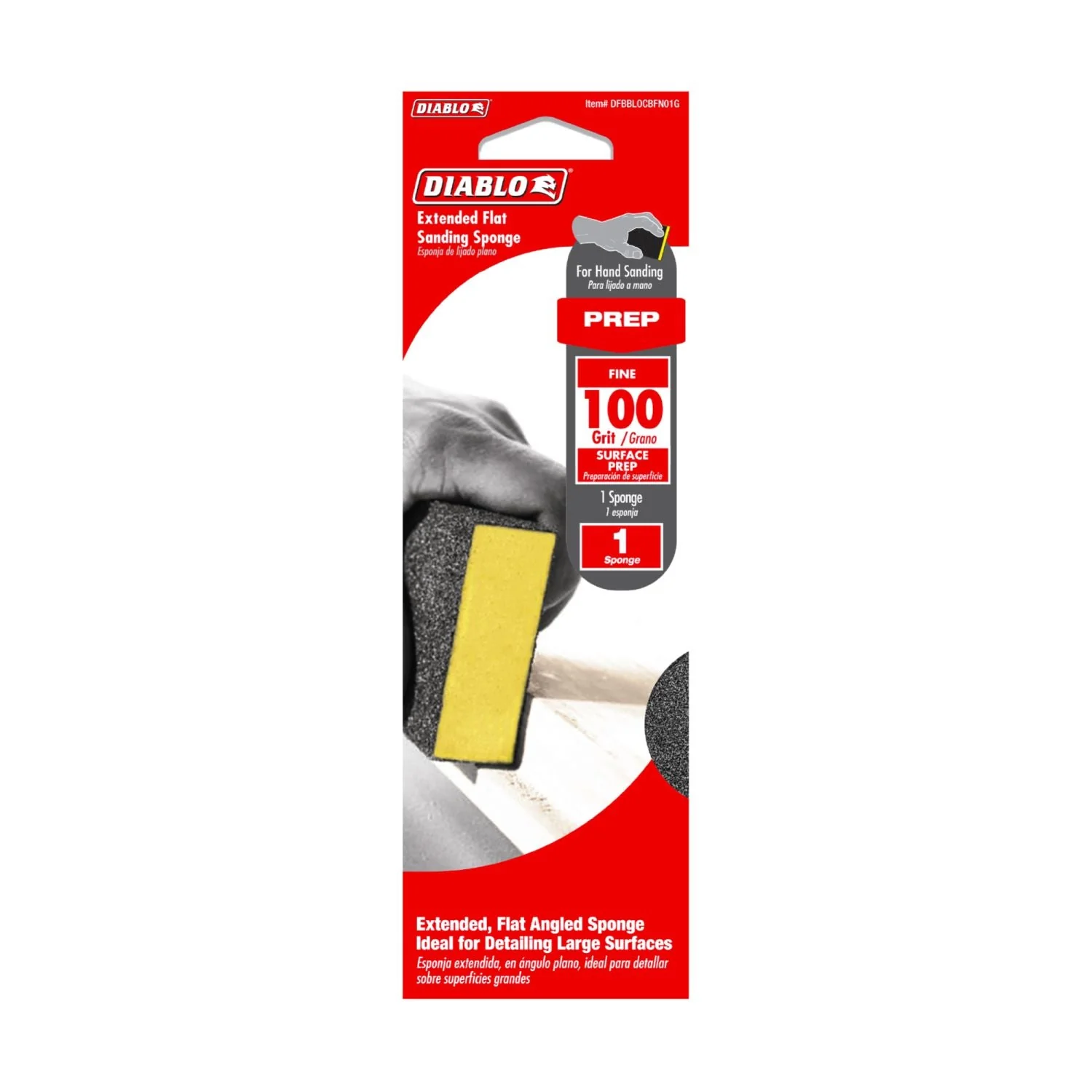 Diablo DFBBLOCBFN01G Extended Flat 100-Grit (Fine) Sanding Sponge - Image 1