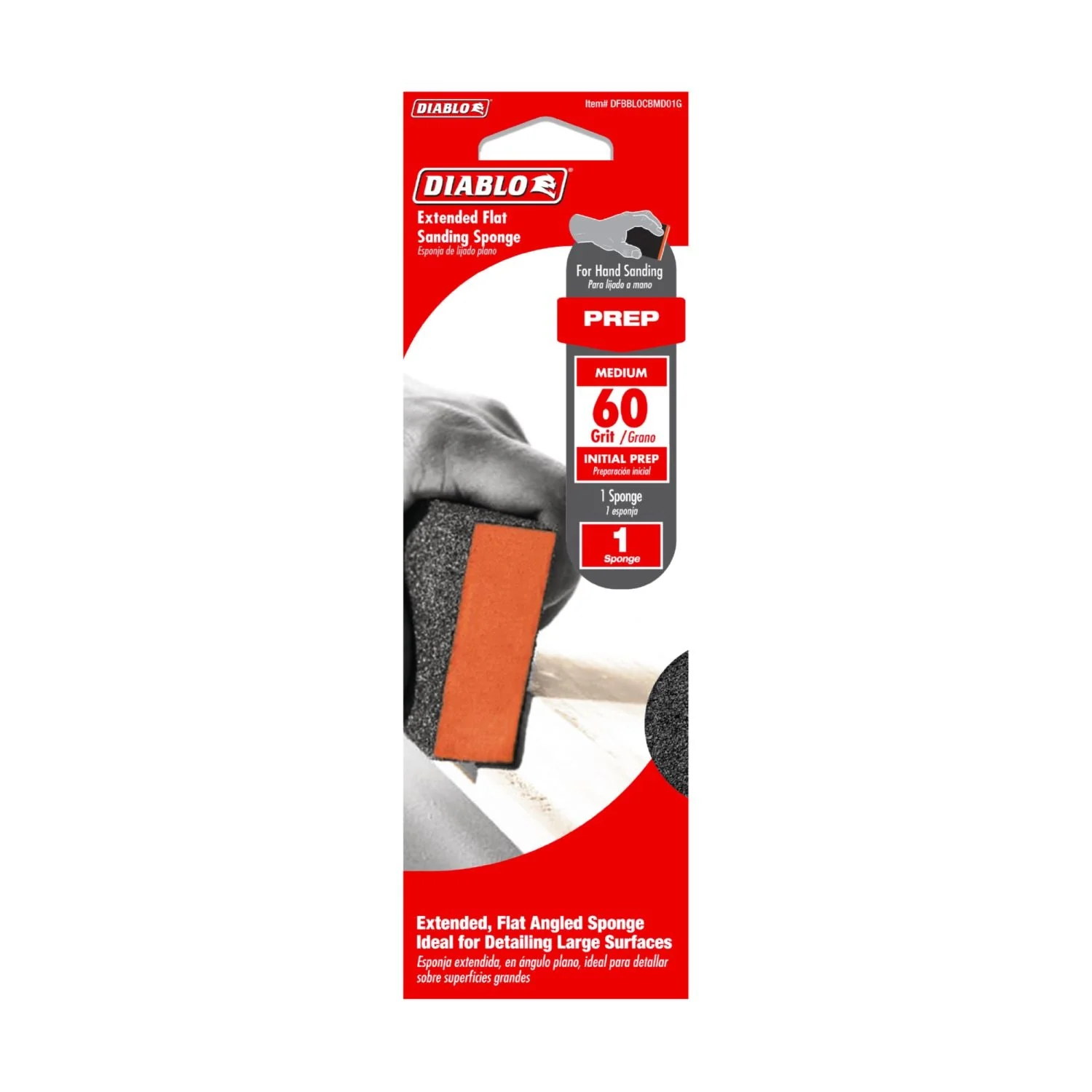Diablo DFBBLOCBMD01G Extended Flat 60-Grit (Medium) Sanding Sponge - Image 1