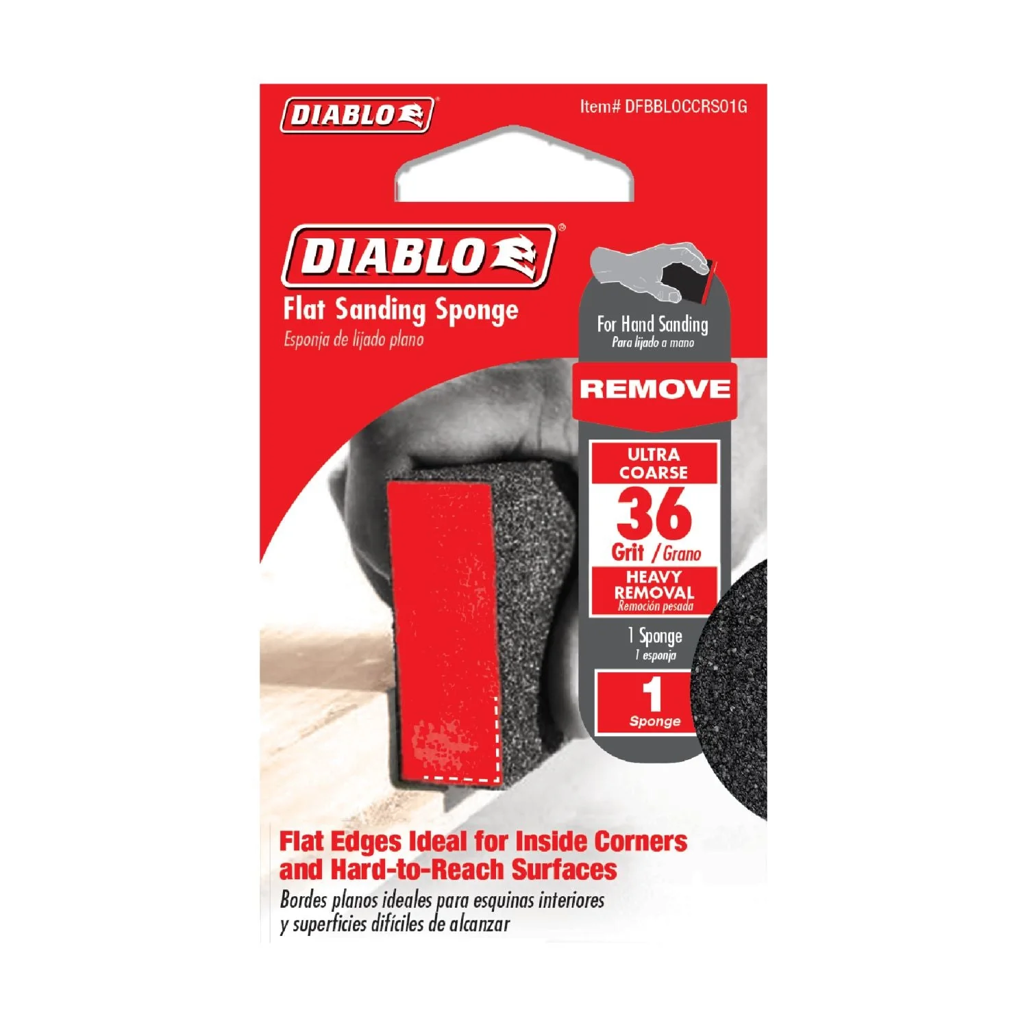 Diablo DFBBLOCCRS01G Flat 36-Grit (Ultra Coarse) Sanding Sponge - Image 1