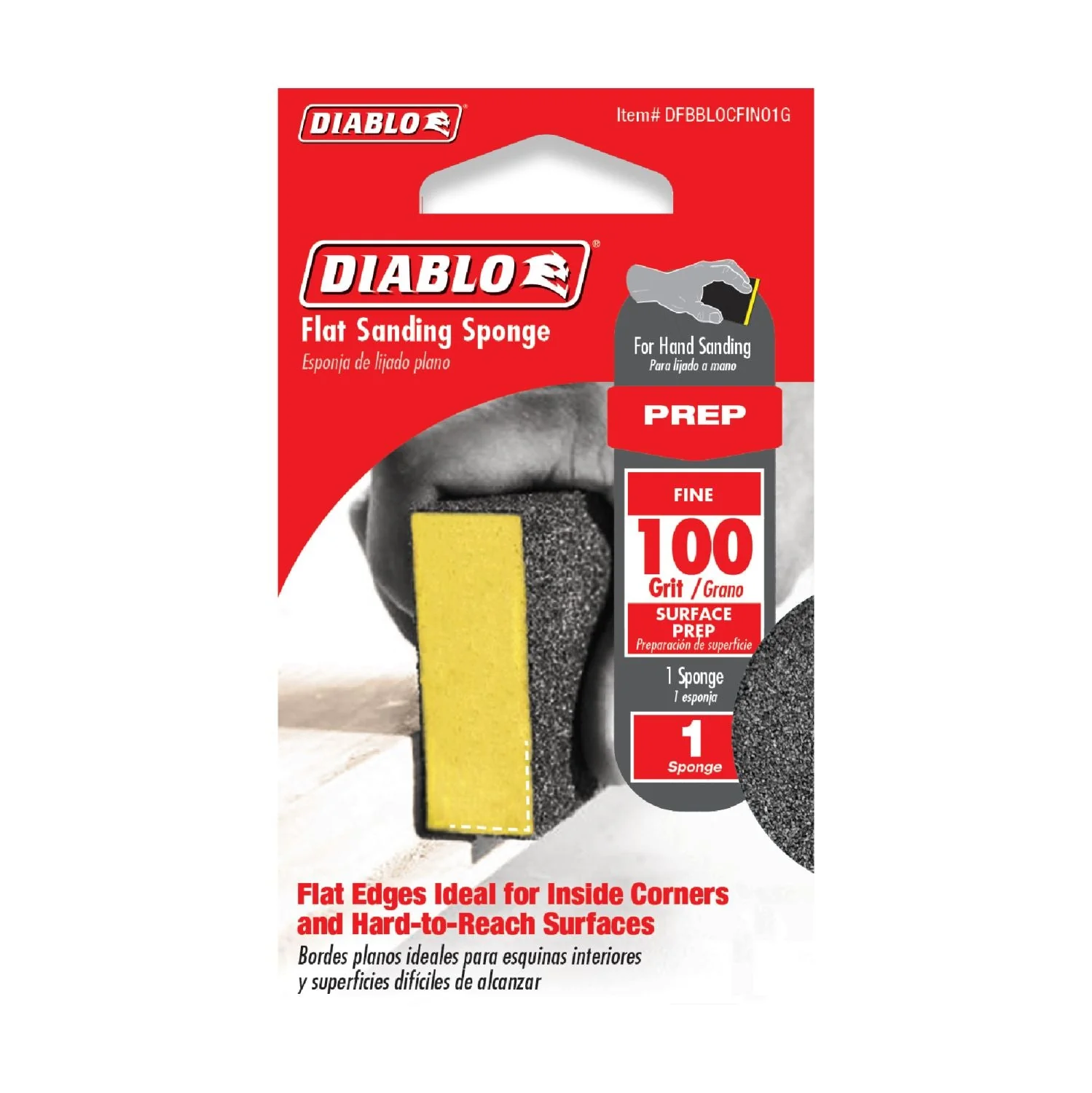 Diablo DFBBLOCFIN01G Flat 100-Grit (Fine) Sanding Sponge - Image 1