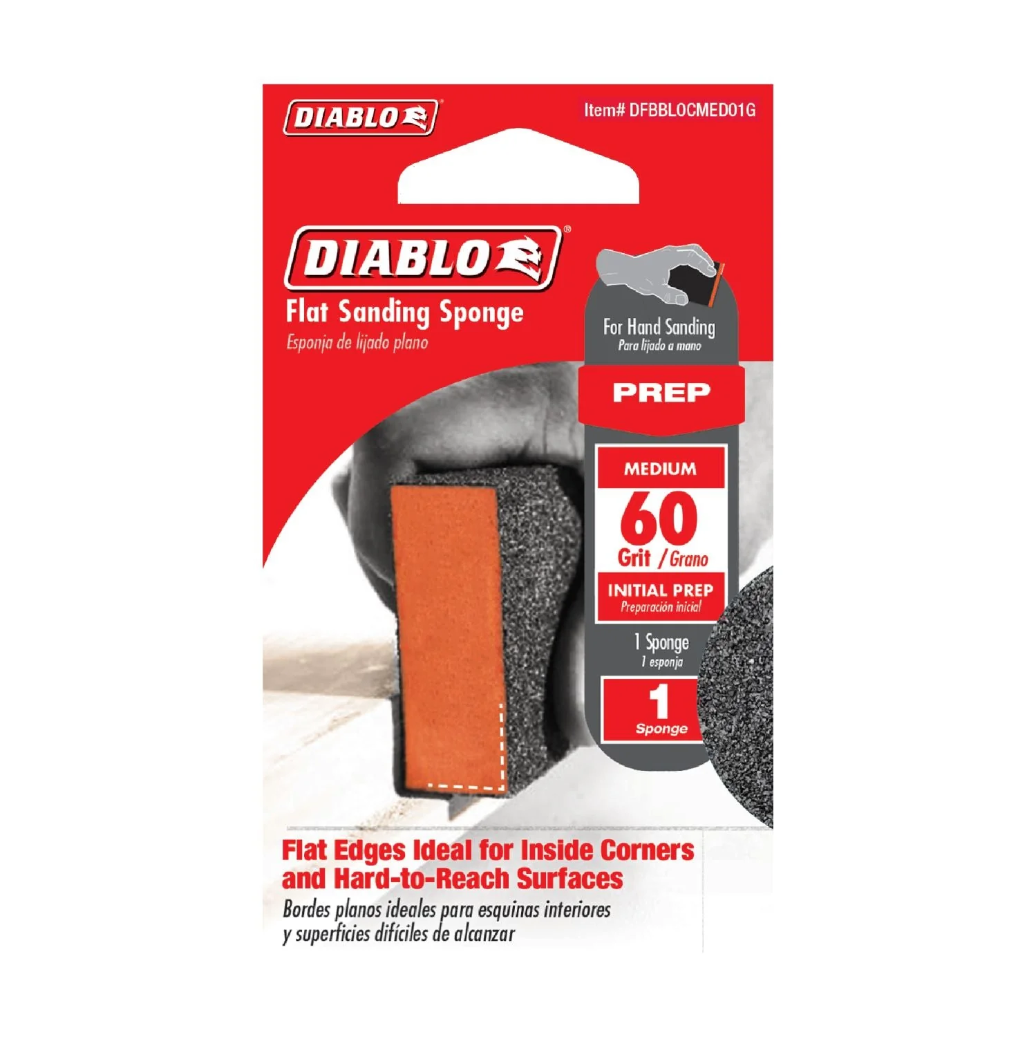 Diablo DFBBLOCMED01G Flat 60-Grit (Medium) Sanding Sponge - Image 1