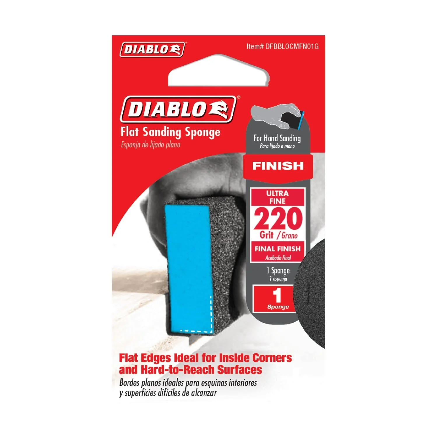 Diablo DFBBLOCMFN01G Flat 220-Grit (Ultra Fine) Sanding Sponge - Image 1
