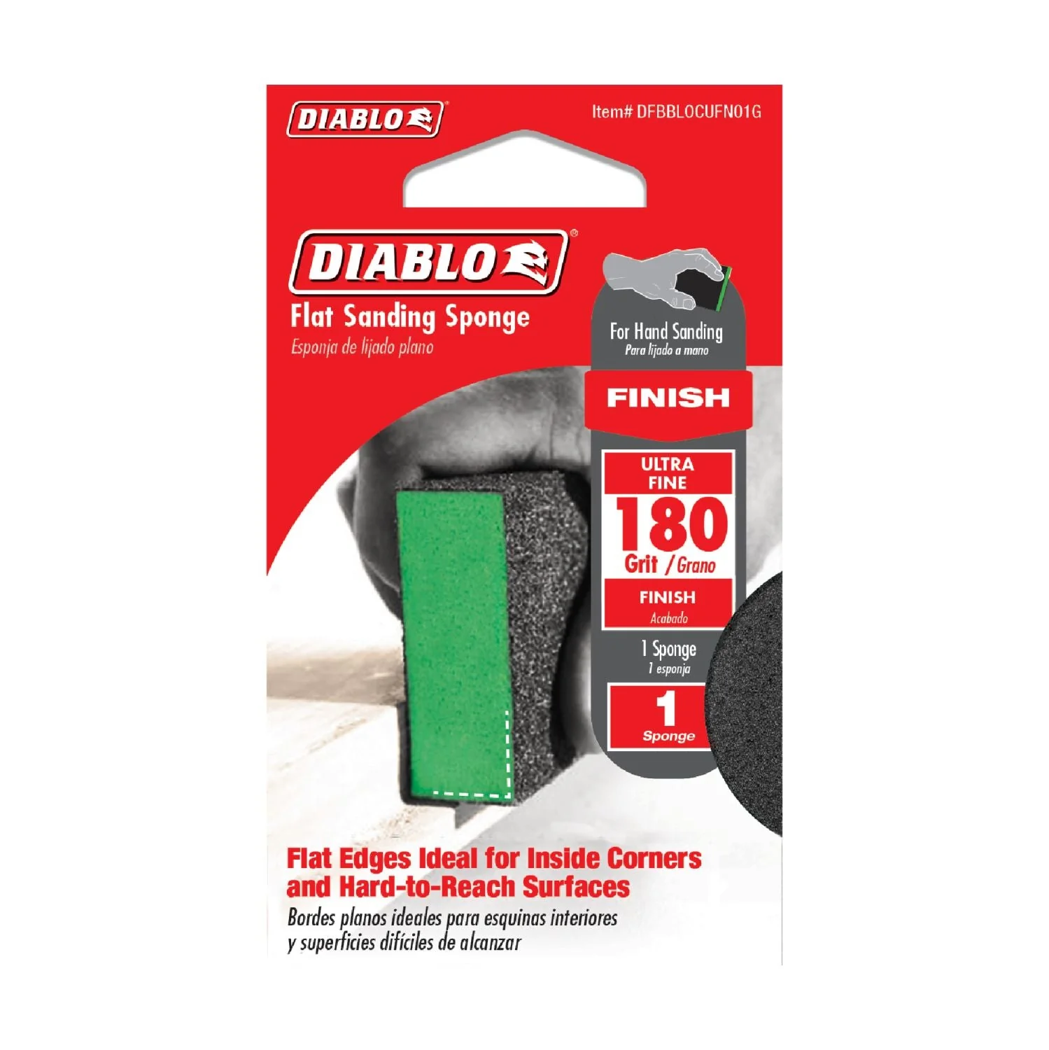 Diablo DFBBLOCUFN01G Flat 180-Grit (Ultra Fine) Sanding Sponge - Image 1