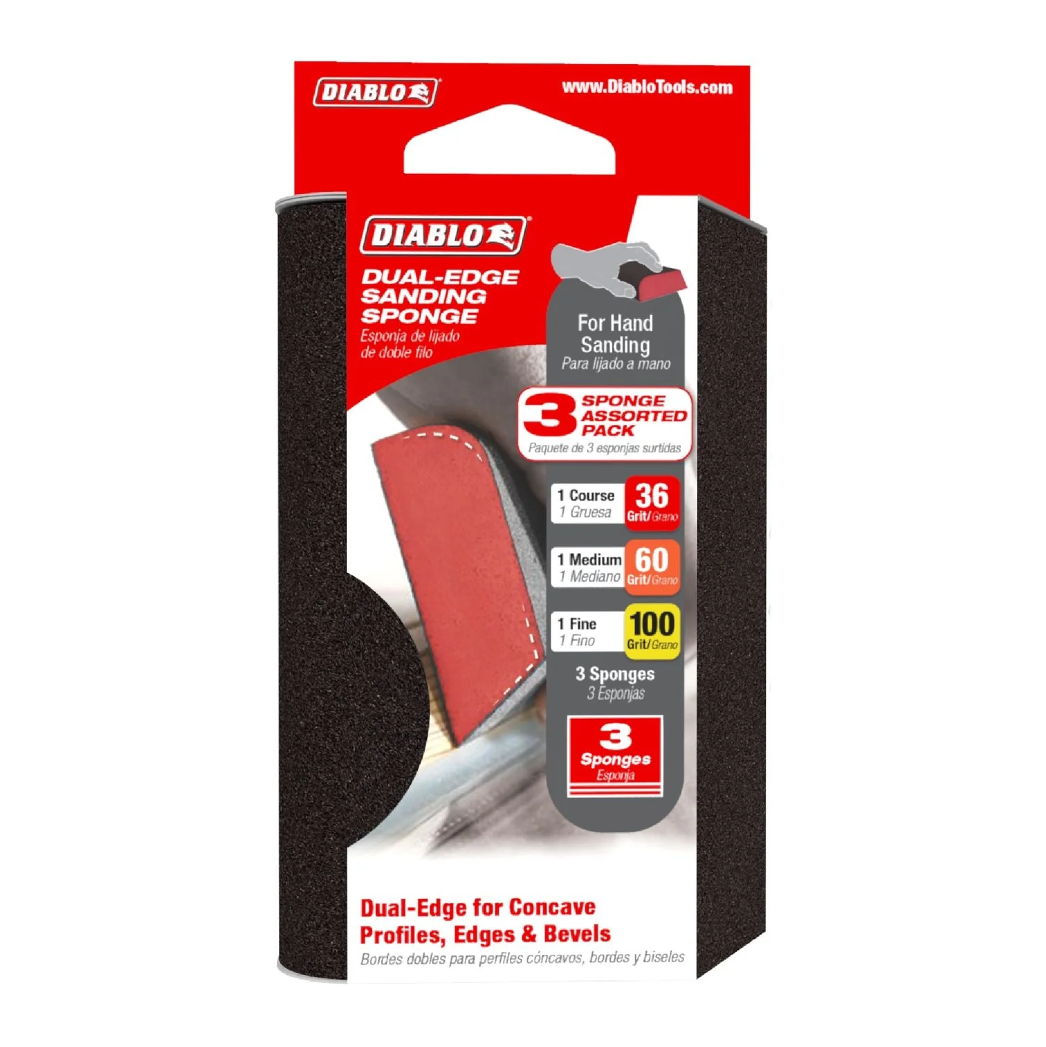Diablo DFBCOMBAST03G Assorted Dual-Edge Sanding Sponges (3-Piece) - Image 2