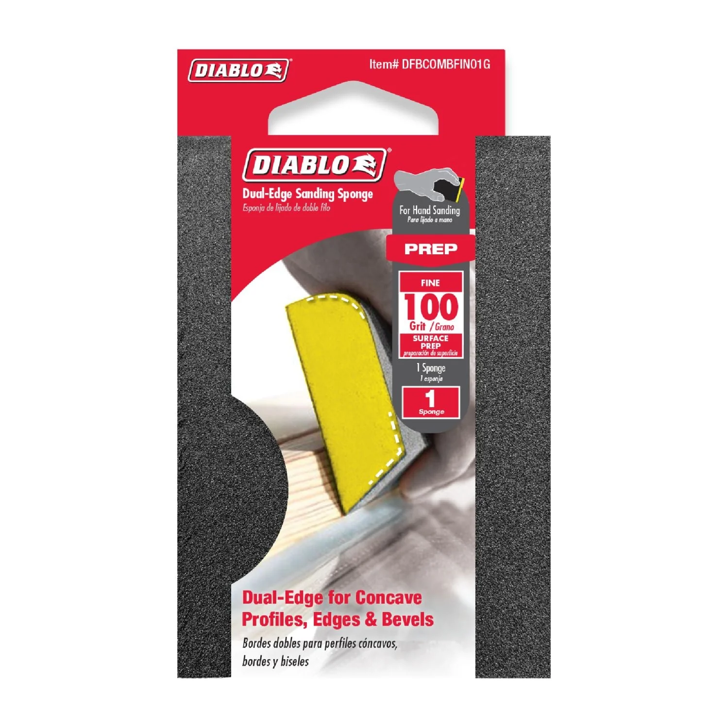 Diablo DFBCOMBFIN01G Dual-Edge 100-Grit (Fine) Sanding Sponge - Image 1