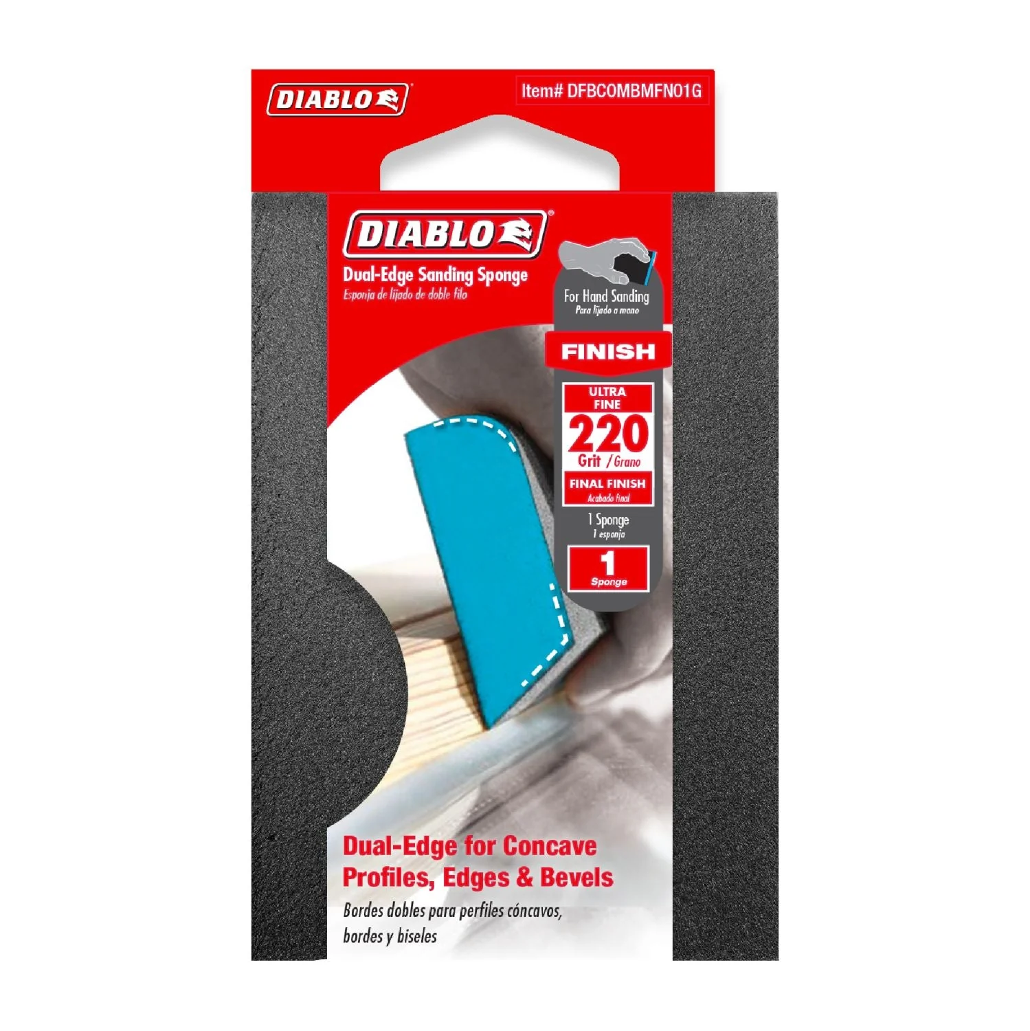 Diablo DFBCOMBMFN01G Dual-Edge 220-Grit (Ultra Fine) Sanding Sponge - Image 1