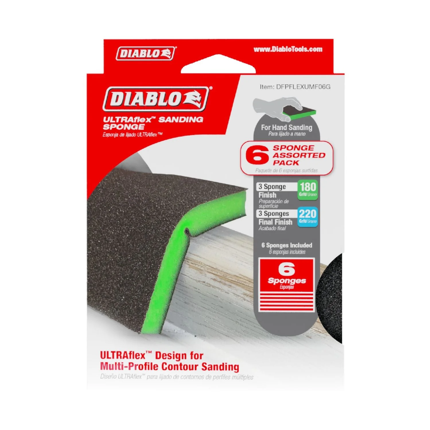 Diablo DFPFLEXUMF06G ULTRAflex Ultra Fine & Micro Fine Assorted Pack Sanding Sponge (6-Piece) - Image 2