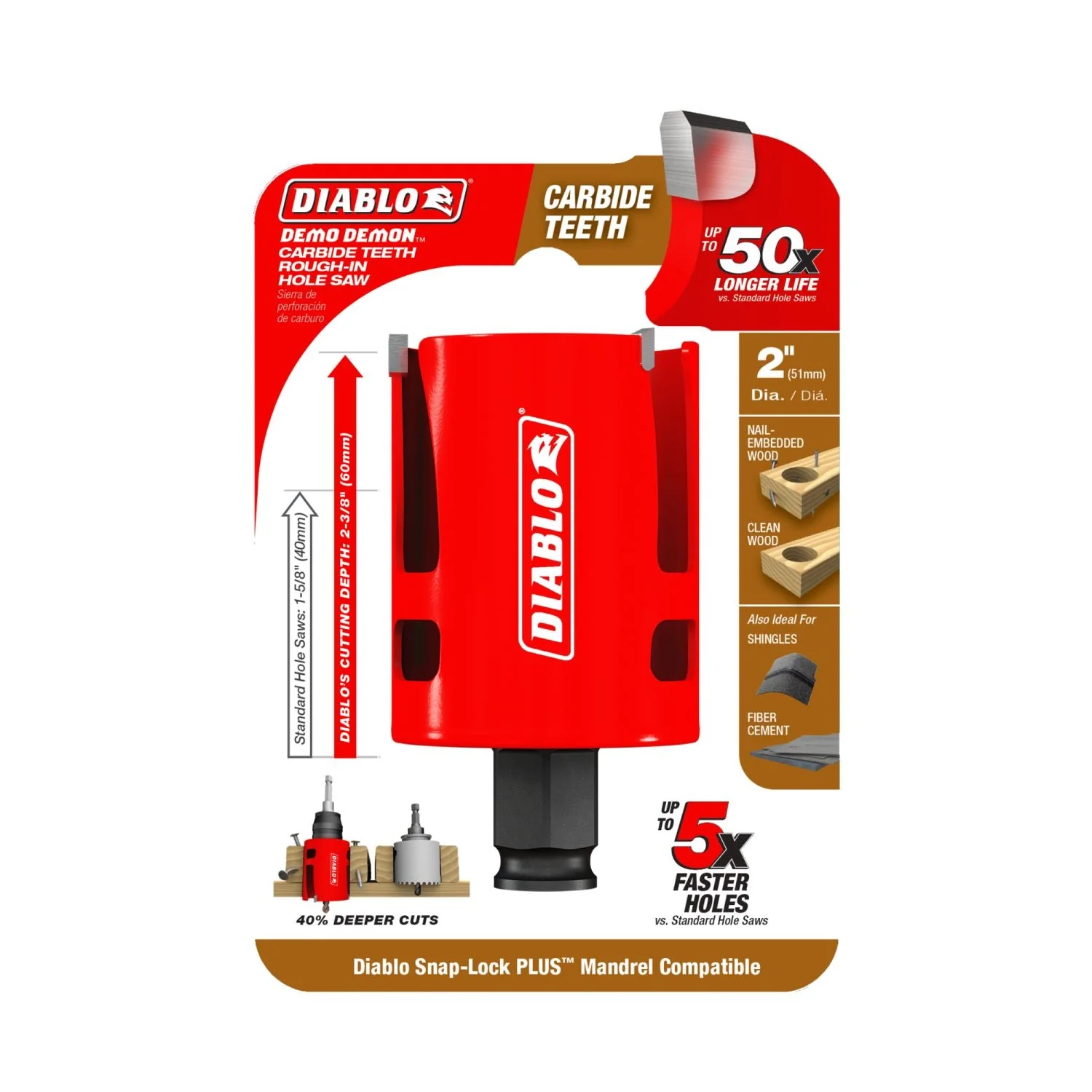 Diablo DHS2000CTR 2 in. Demo Demon Carbide Teeth Rough-In Hole Saw - Image 2