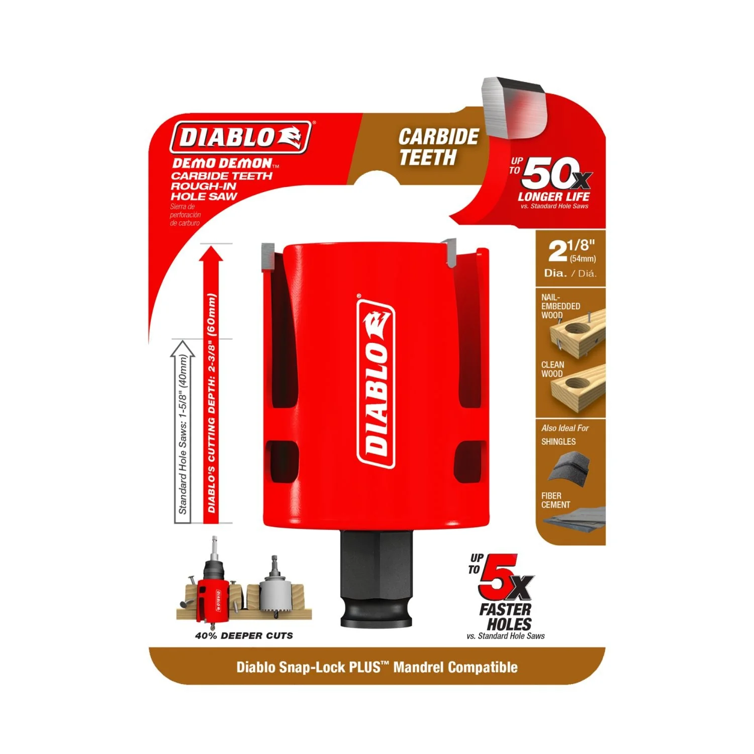 Diablo DHS2125CTR 2-1/8 in. Demo Demon Carbide Teeth Rough-In Hole Saw - Image 2