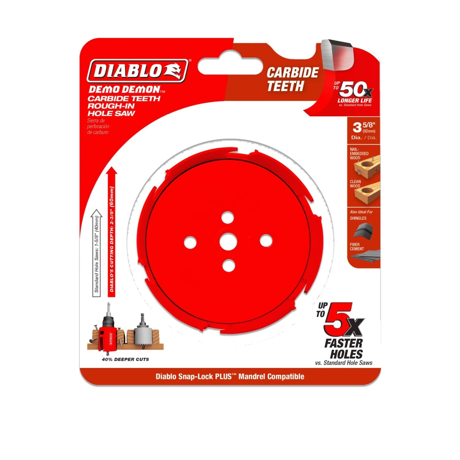 Diablo DHS3625CTR 3-5/8 in. Demo Demon Carbide Teeth Rough-In Hole Saw - Image 2
