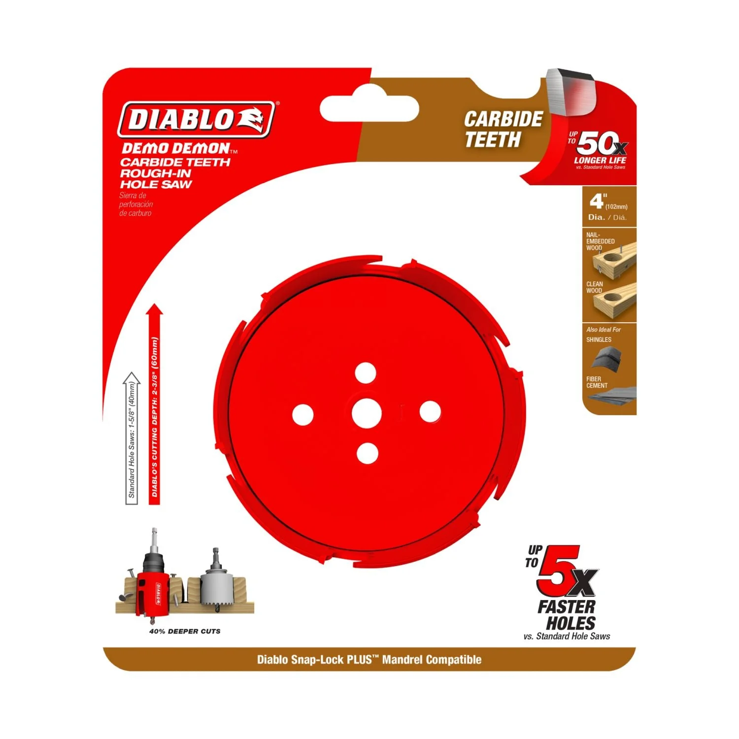 Diablo DHS4000CTR 4 in. Demo Demon Carbide Teeth Rough-In Hole Saw - Image 2