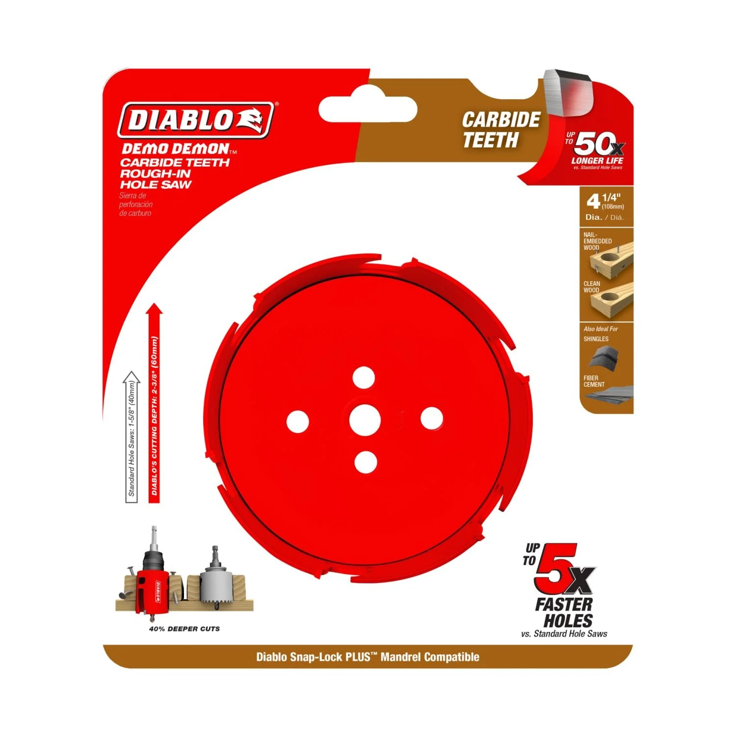Diablo DHS4250CTR 4-1/4 in. Demo Demon Carbide Teeth Rough-In Hole Saw - Image 2