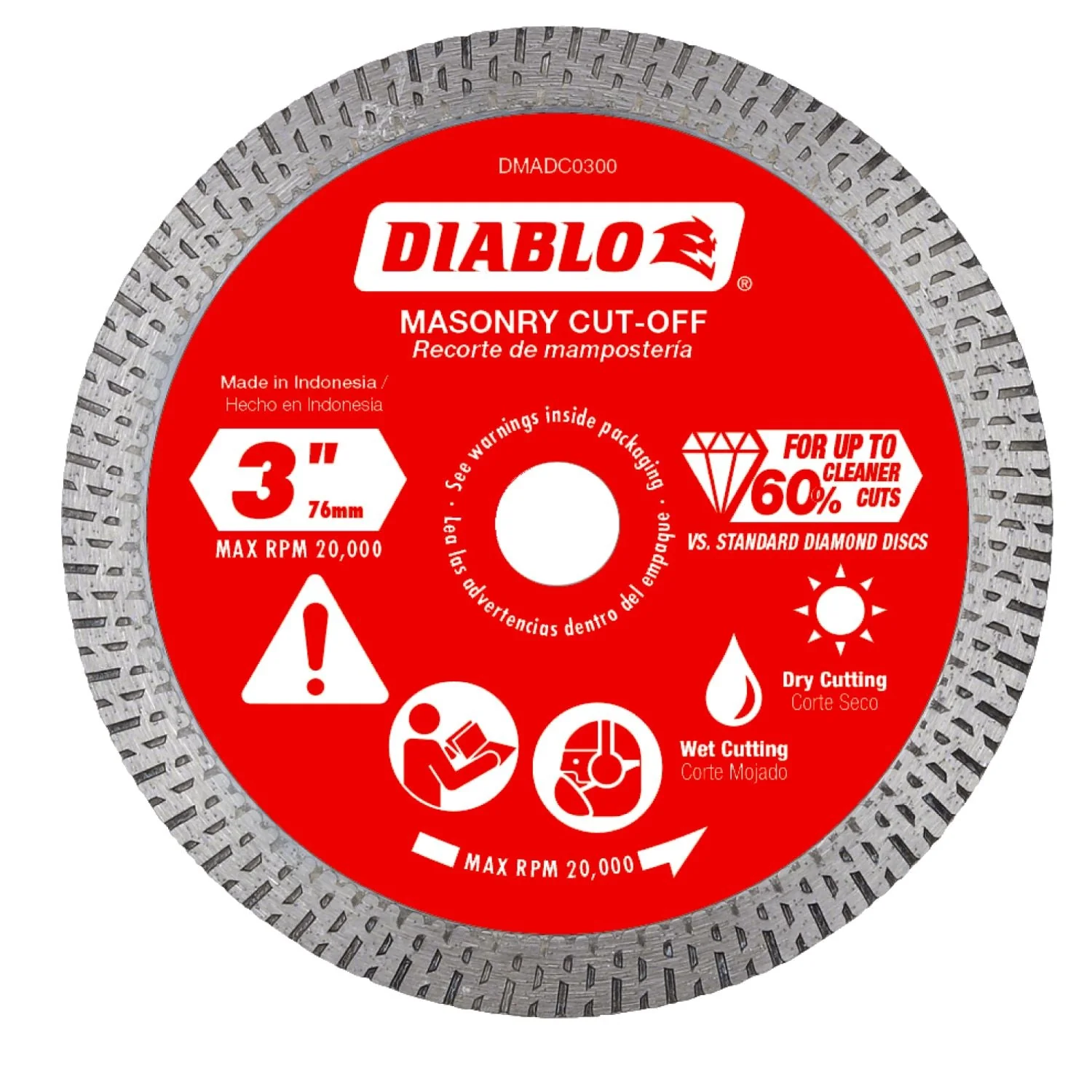 Diablo DMADC0300 3 in. Diamond Continuous Rim Masonry Cut-Off Disc - Image 1