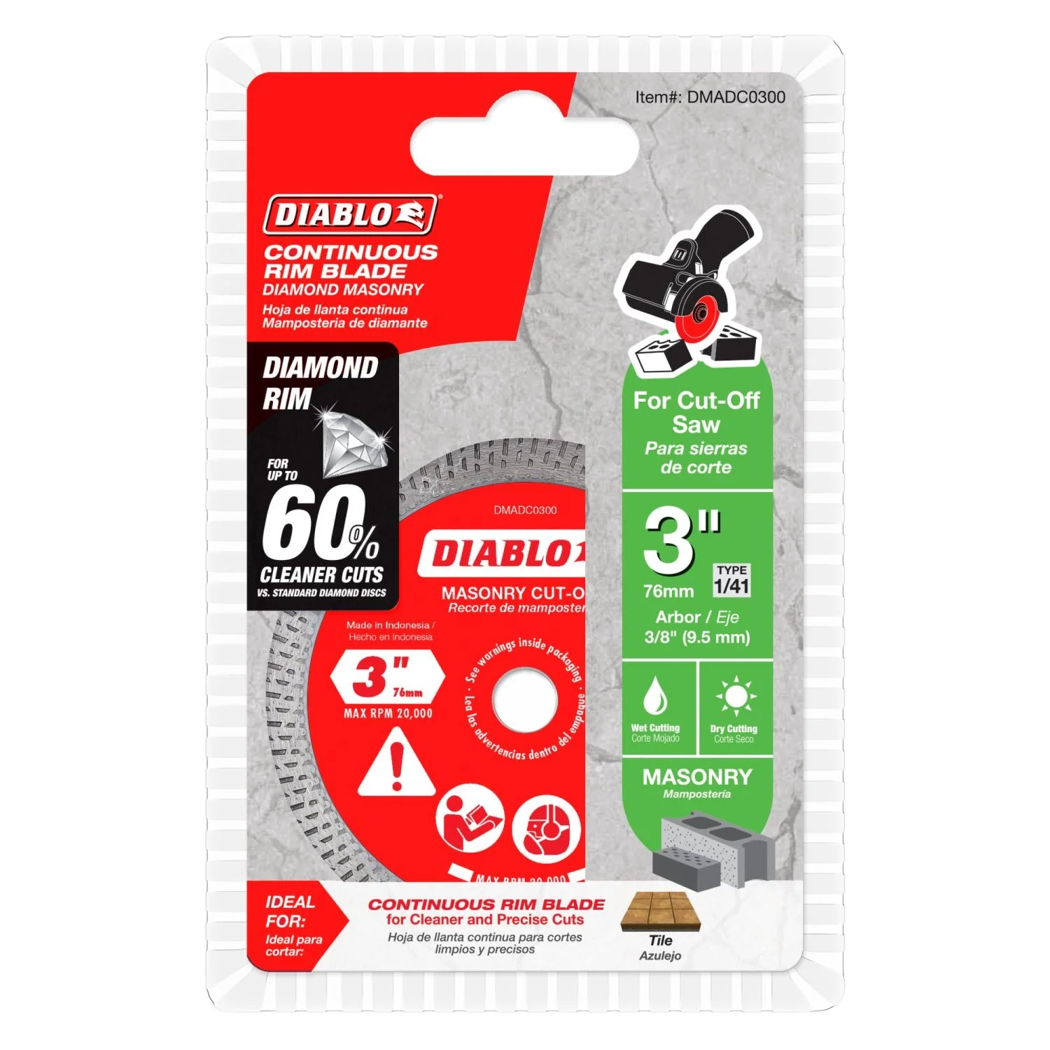 Diablo DMADC0300 3 in. Diamond Continuous Rim Masonry Cut-Off Disc - Image 2