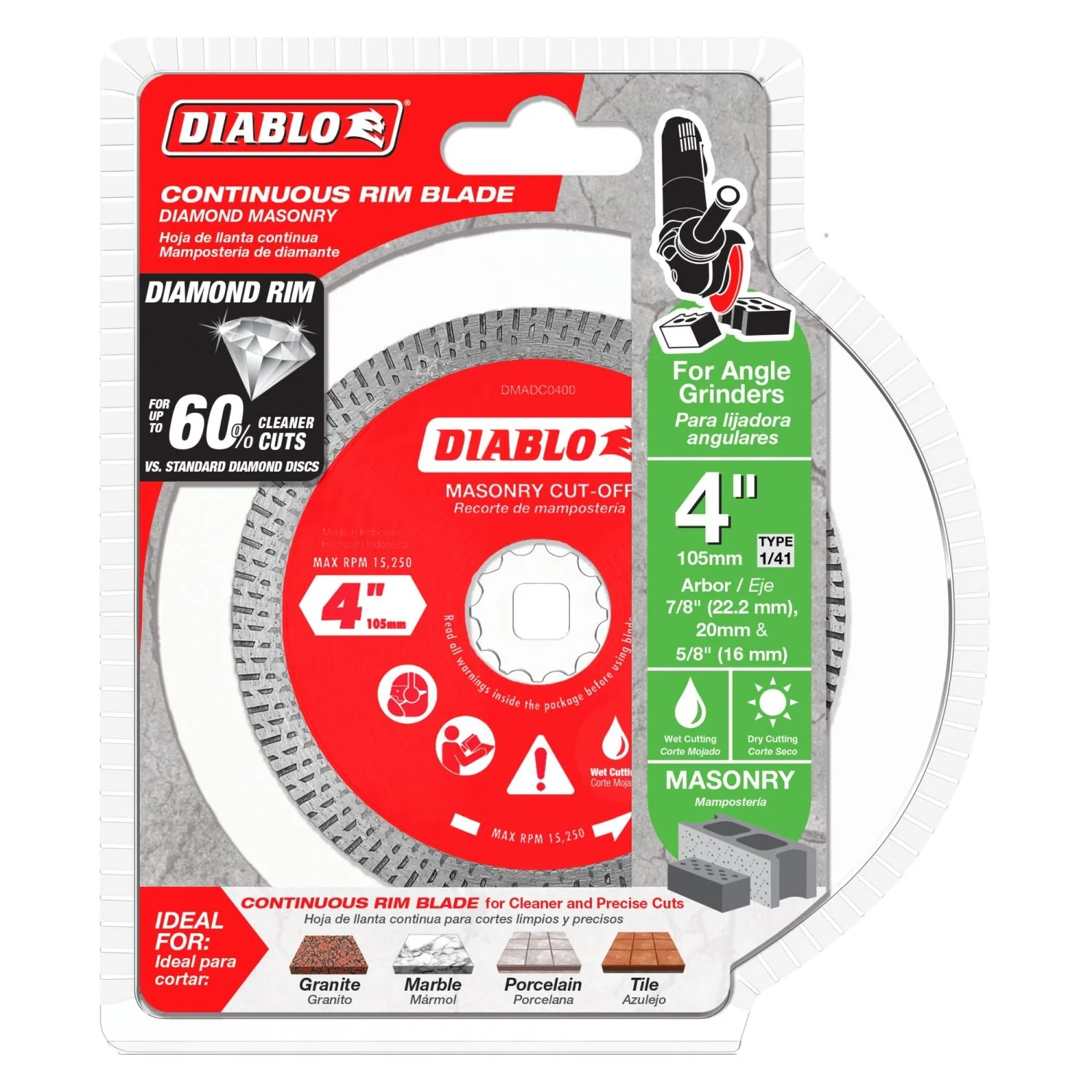 Diablo DMADC0400 4 Inch Diamond Continuous Rim Cut-Off Discsfor Masonry - Image 1