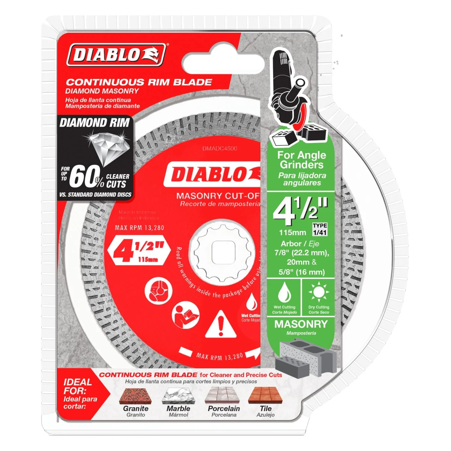Diablo DMADC0450 4-1/2 Inch Diamond Continuous Rim Cut-Off Discsfor Masonry - Image 1