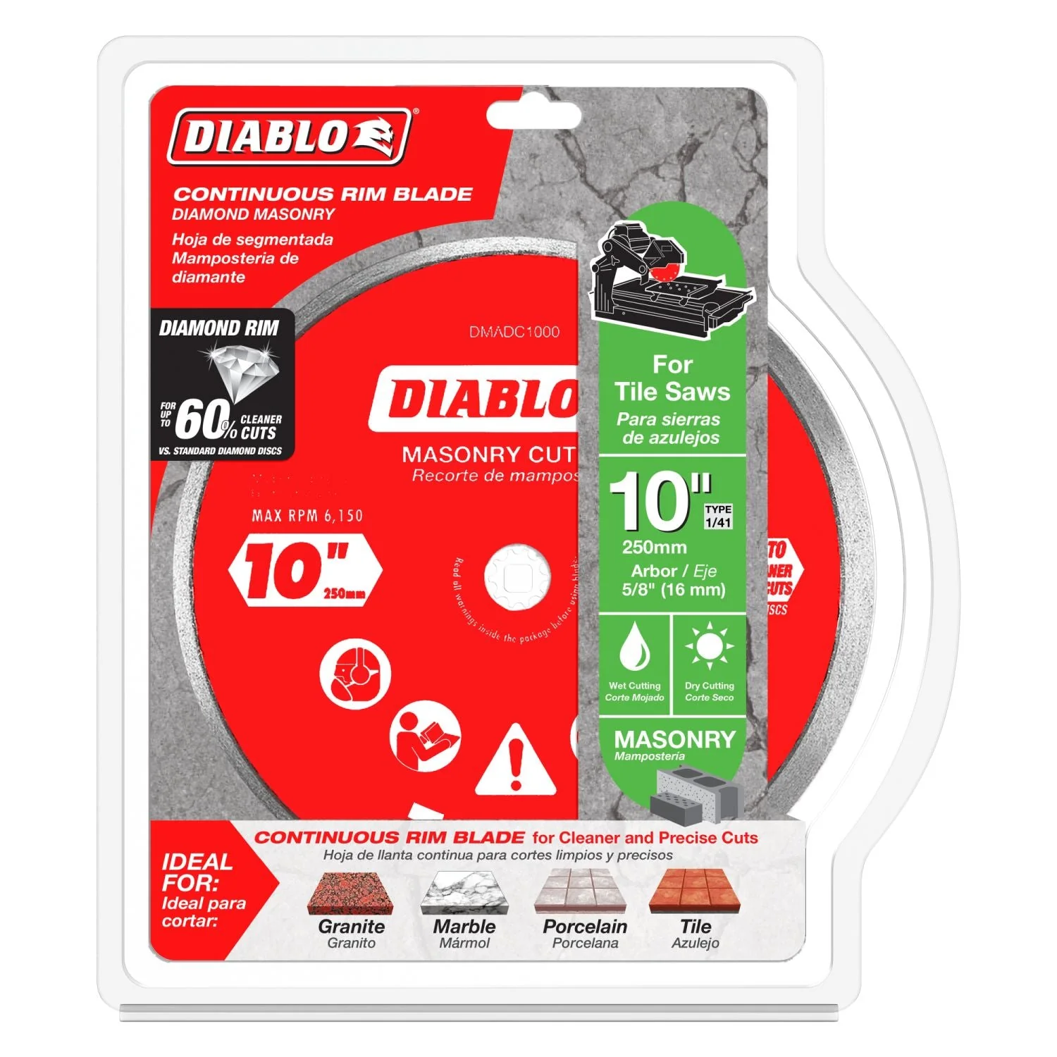 Diablo DMADC1000 10 Inch Diamond Continuous Rim Cut-Off Discsfor Masonry - Image 1