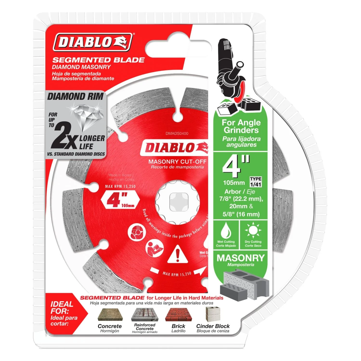 Diablo DMADS0400 4 Inch Diamond Segmented Cut-Off Discs for Masonry - Image 1