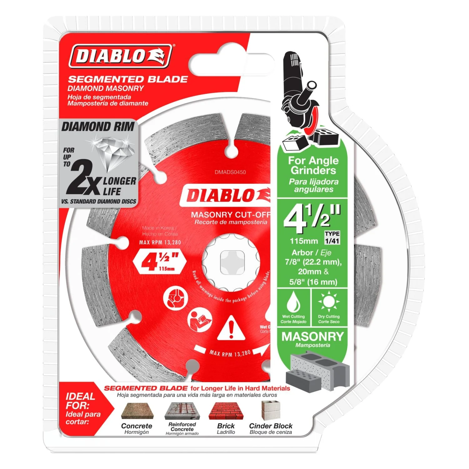 Diablo DMADS0450 4-1/2 Inch Diamond Segmented Cut-Off Discs for Masonry - Image 1