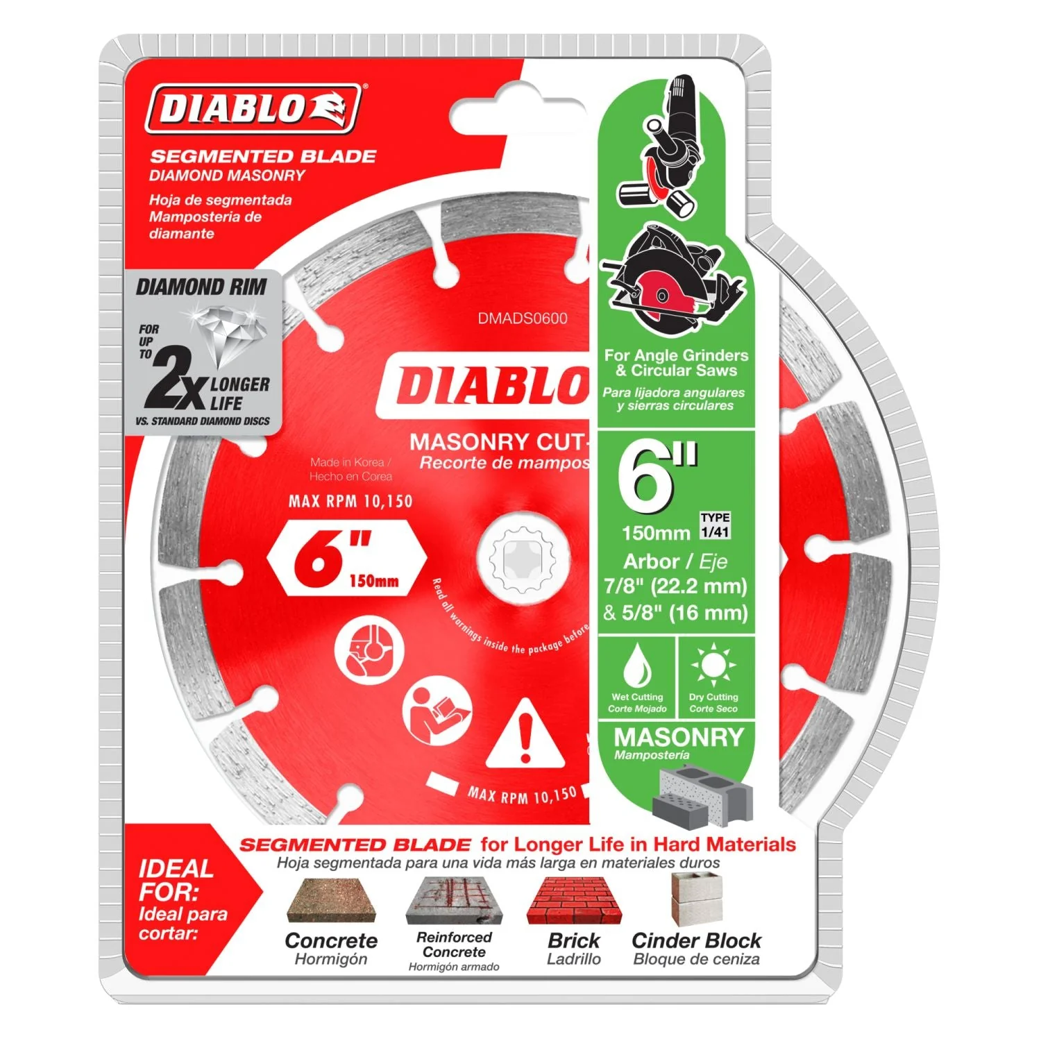 Diablo DMADS0600 6 Inch Diamond Segmented Cut-Off Discs for Masonry - Image 1