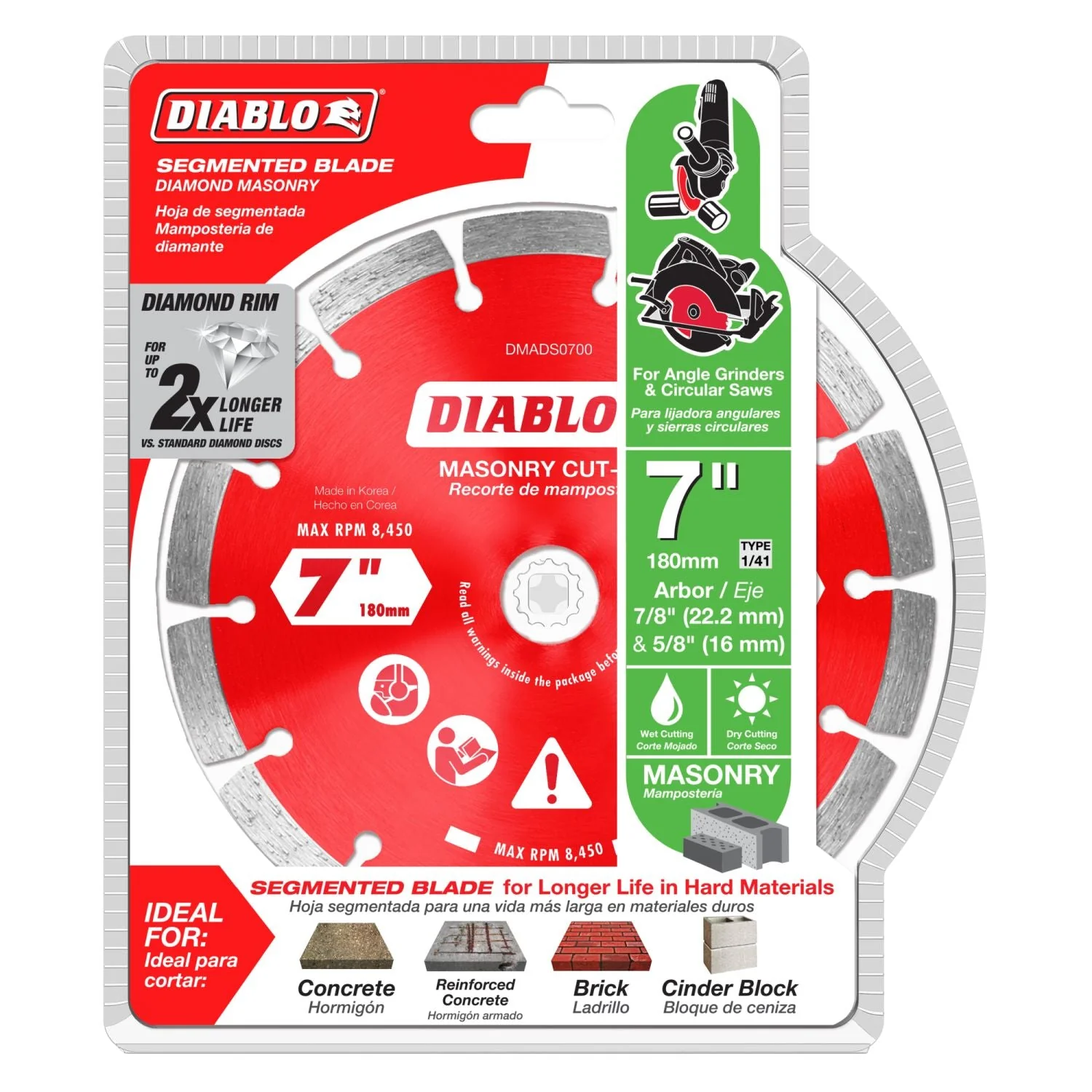 Diablo DMADS0700 7 Inch Diamond Segmented Cut-Off Discs for Masonry - Image 1