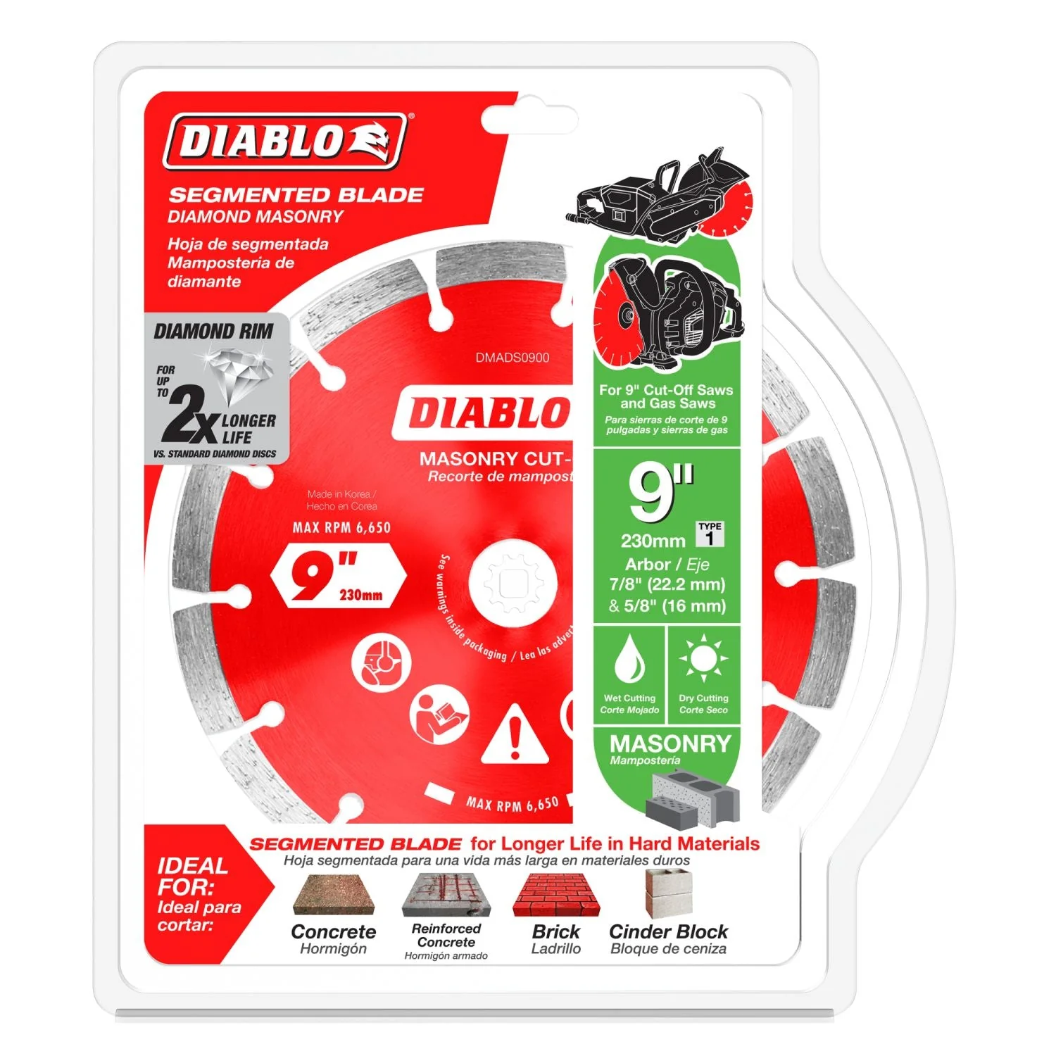 Diablo DMADS0900 9 in. Diamond Segmented Cut-Off Discs for Masonry - Image 2