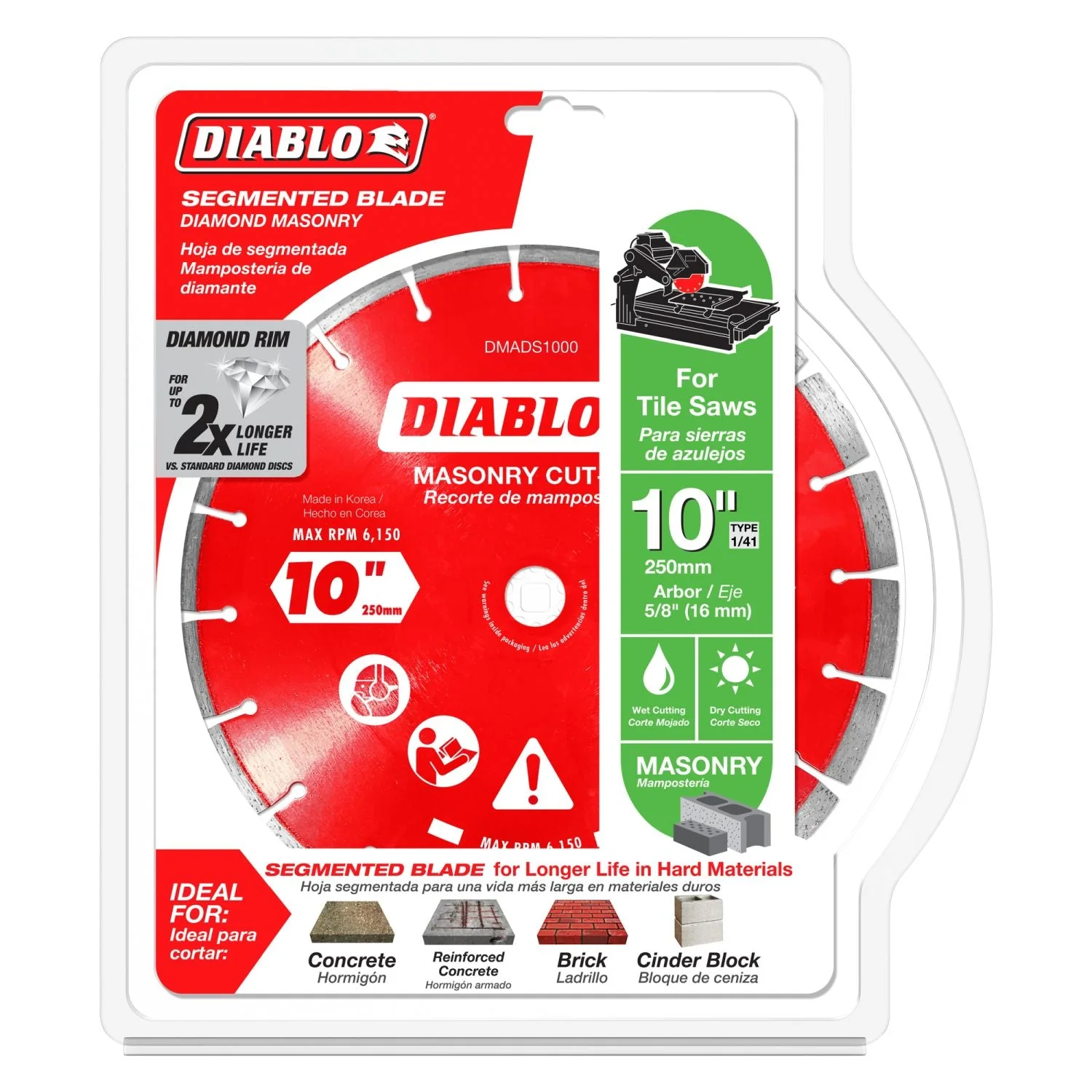 Diablo DMADS1000 10 Inch Diamond Segmented Cut-Off Discs for Masonry - Image 1