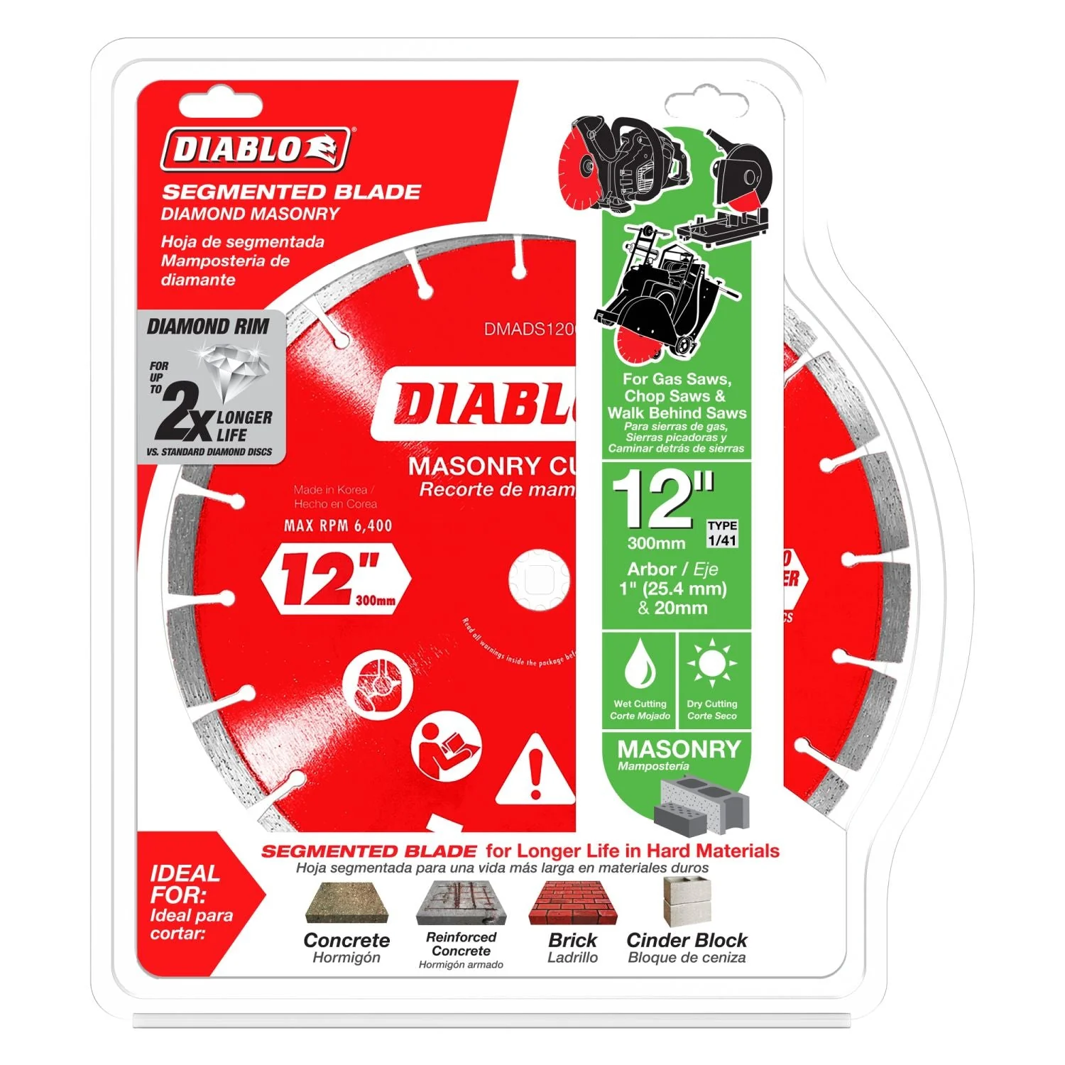 Diablo DMADS1200 12 Inch Diamond Segmented Cut-Off Discs for Masonry - Image 1