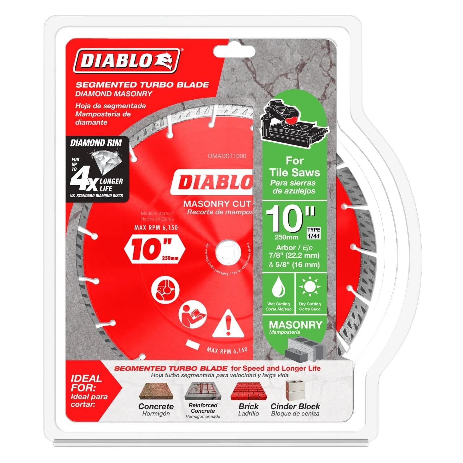 Diablo DMADST1000 10 in. Diamond Segmented Turbo Cut-Off Discs for Masonry - Image 2