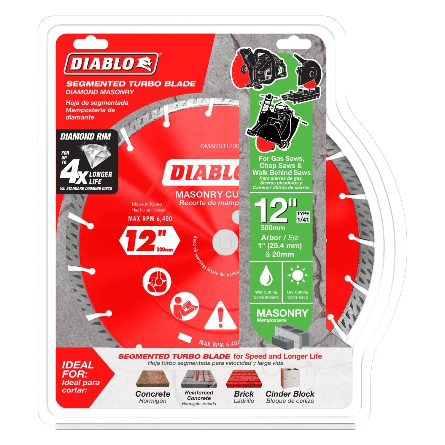 Diablo DMADST1200 12 in. Diamond Segmented Turbo Cut-Off Discs for Masonry - Image 2