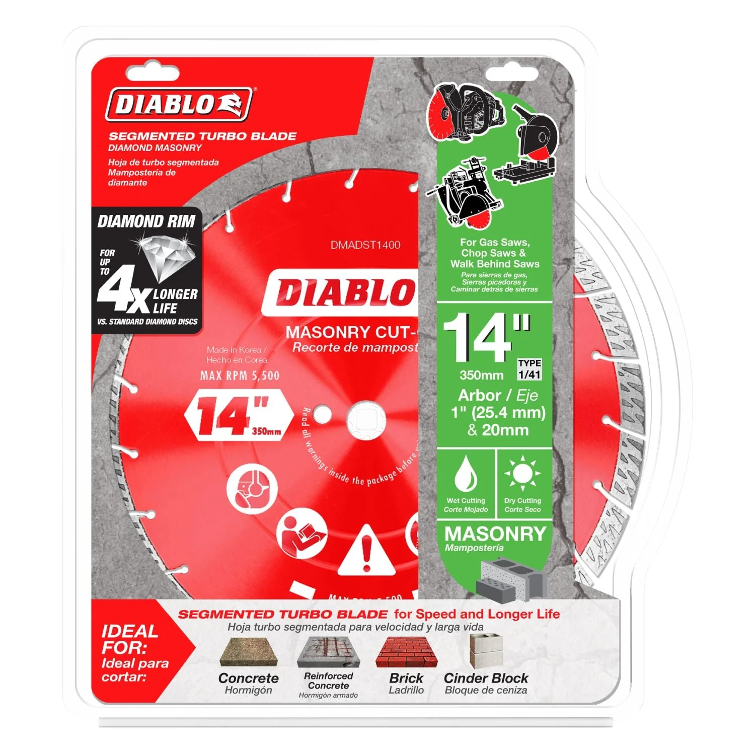 Diablo DMADST1400 14 in. Diamond Segmented Turbo Cut-Off Discs for Masonry - Image 2