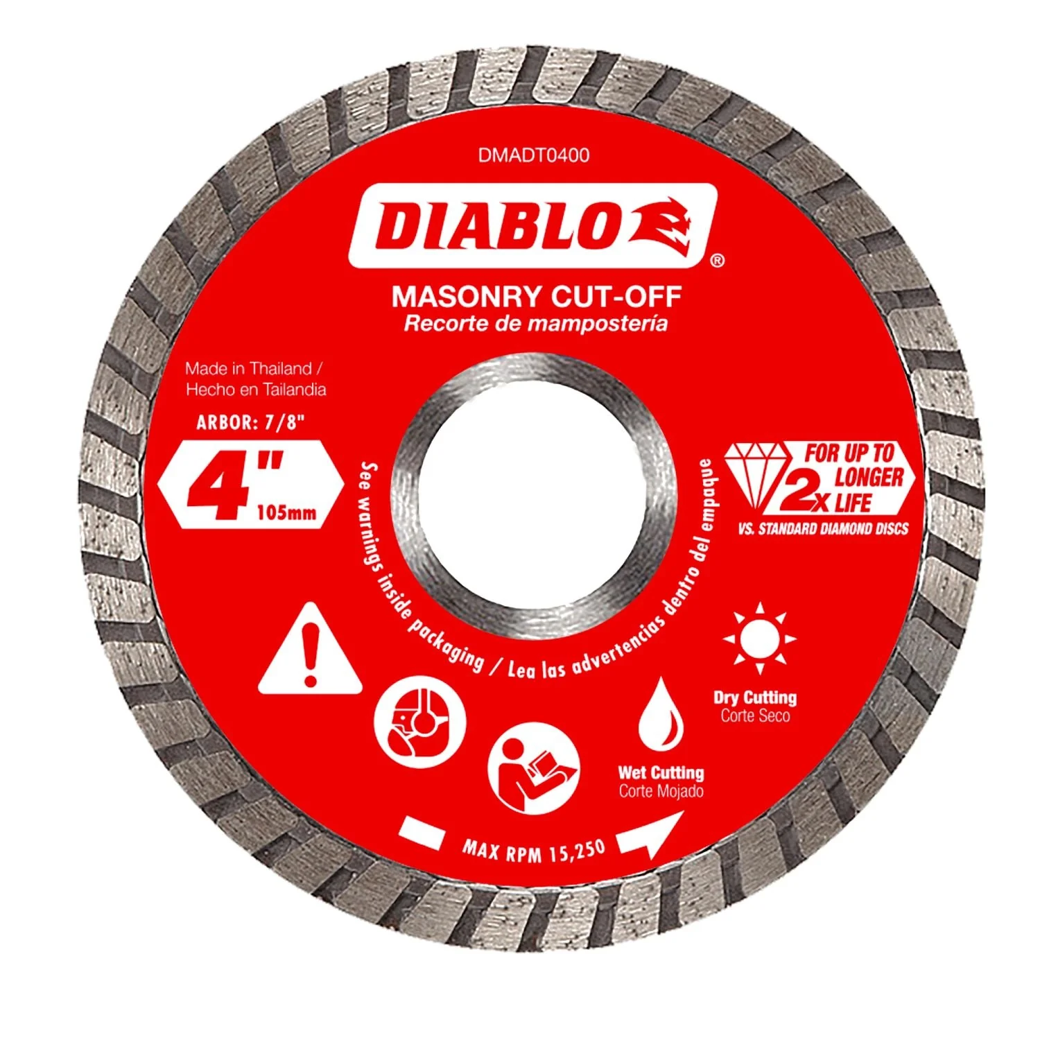 Diablo DMADT0400 4 in. Diamond Turbo Masonry Cut-Off Disc