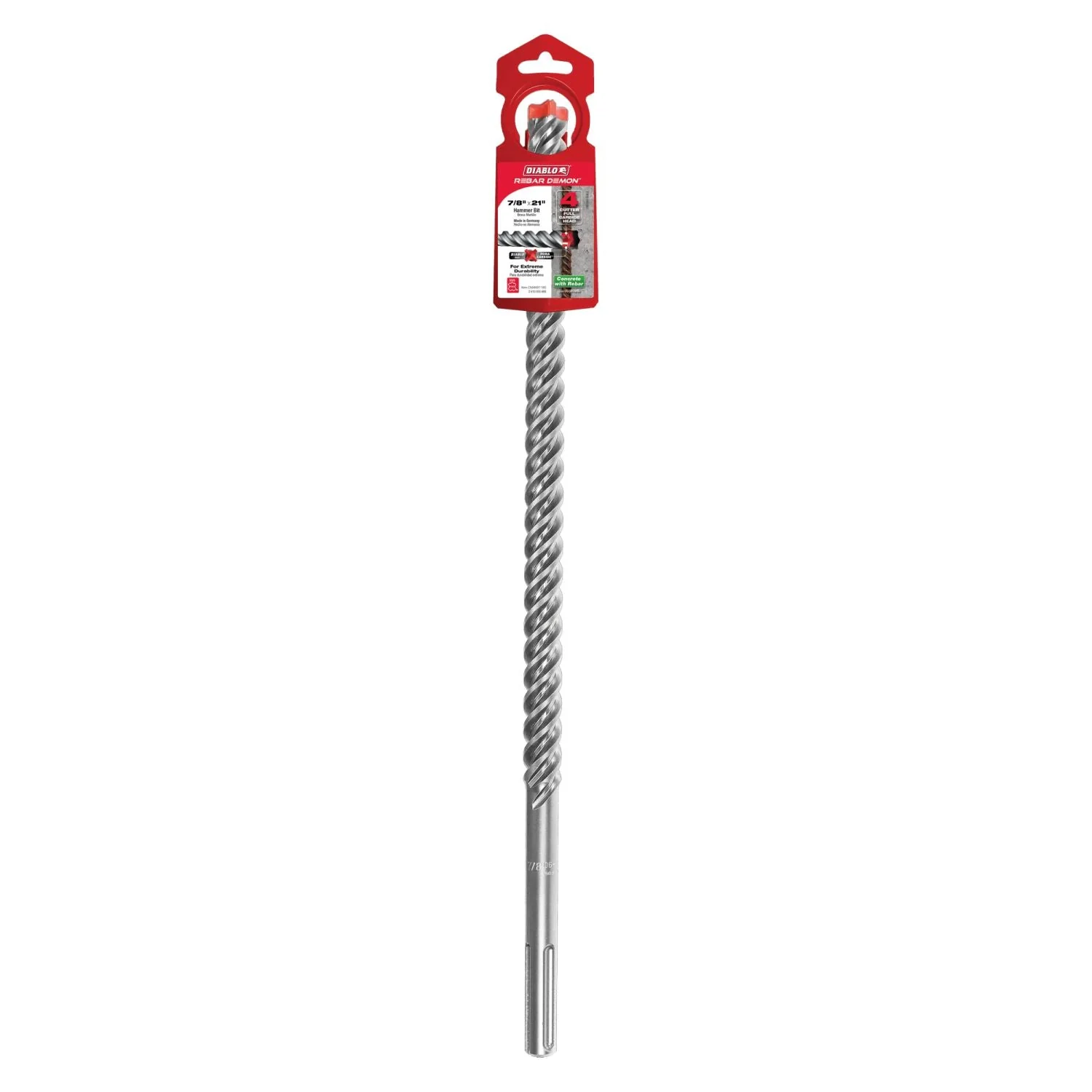 Diablo DMAMX1180 7/8-in. x 16-in. x 21-in. Rebar Demon SDS-Max 4-Cutter Full Carbide Head Hammer Drill Bit - Image 1